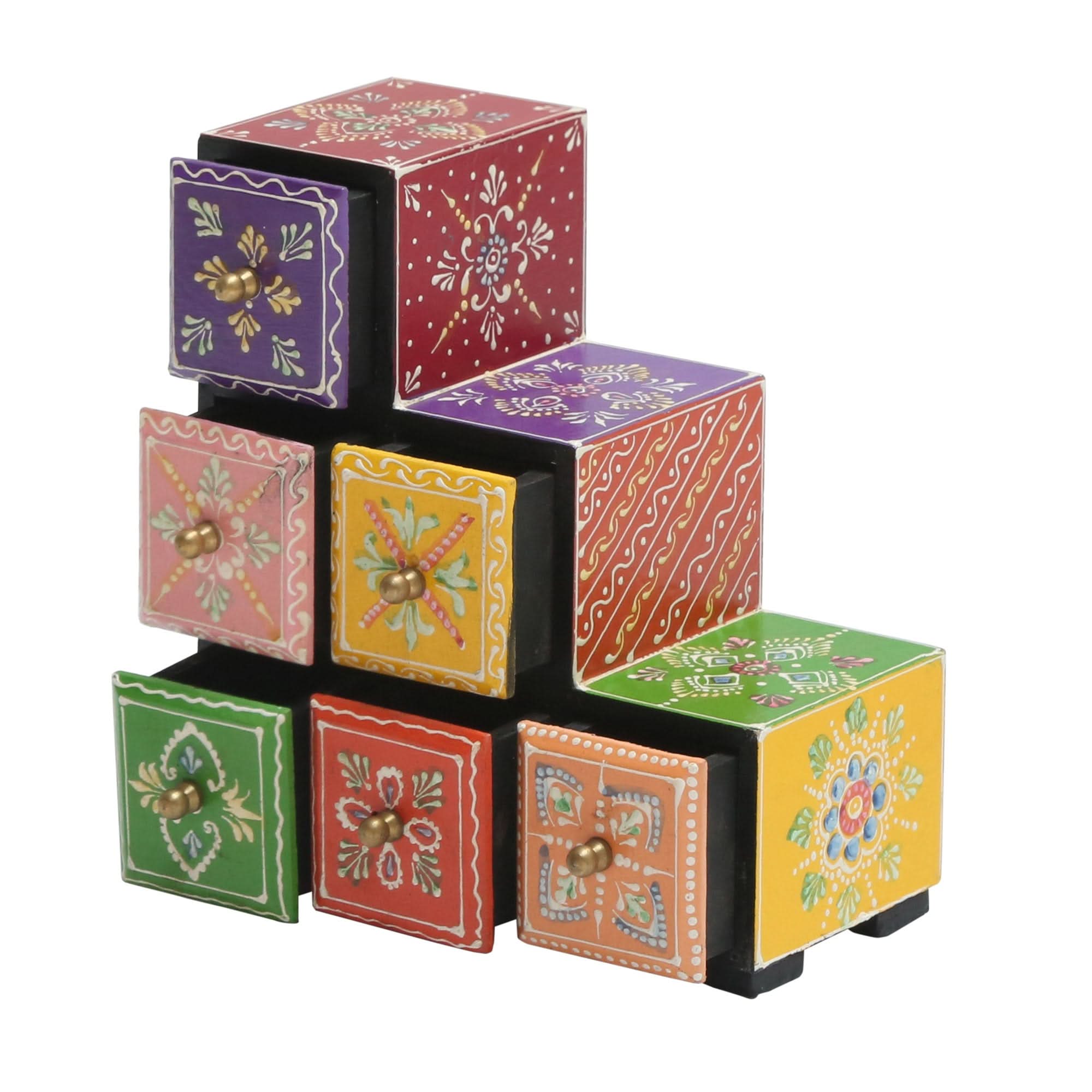WOODEN THREE STEP CHEST OF DRAWER PAINTING - Art and craft furniture