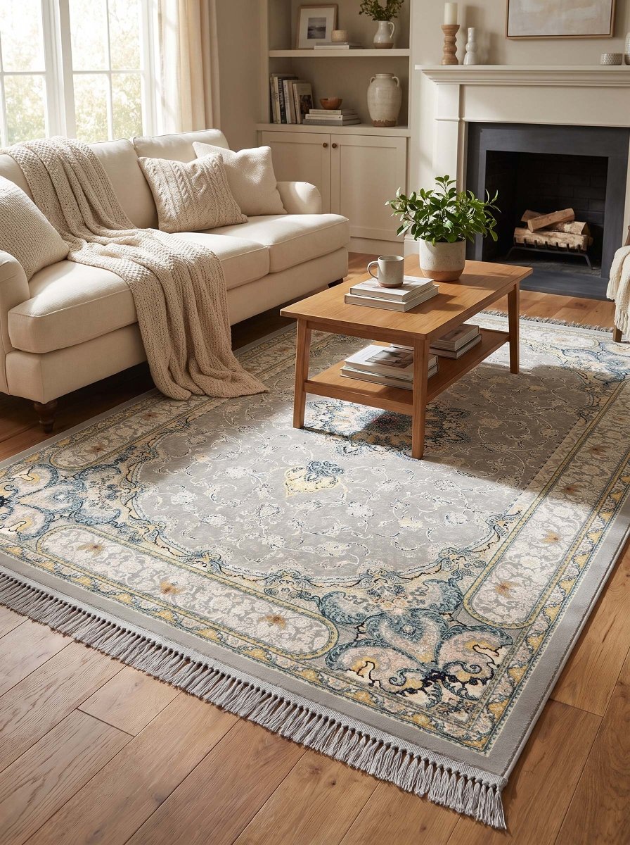 Yazdan Silver Gray Carpet - Art and craft furniture