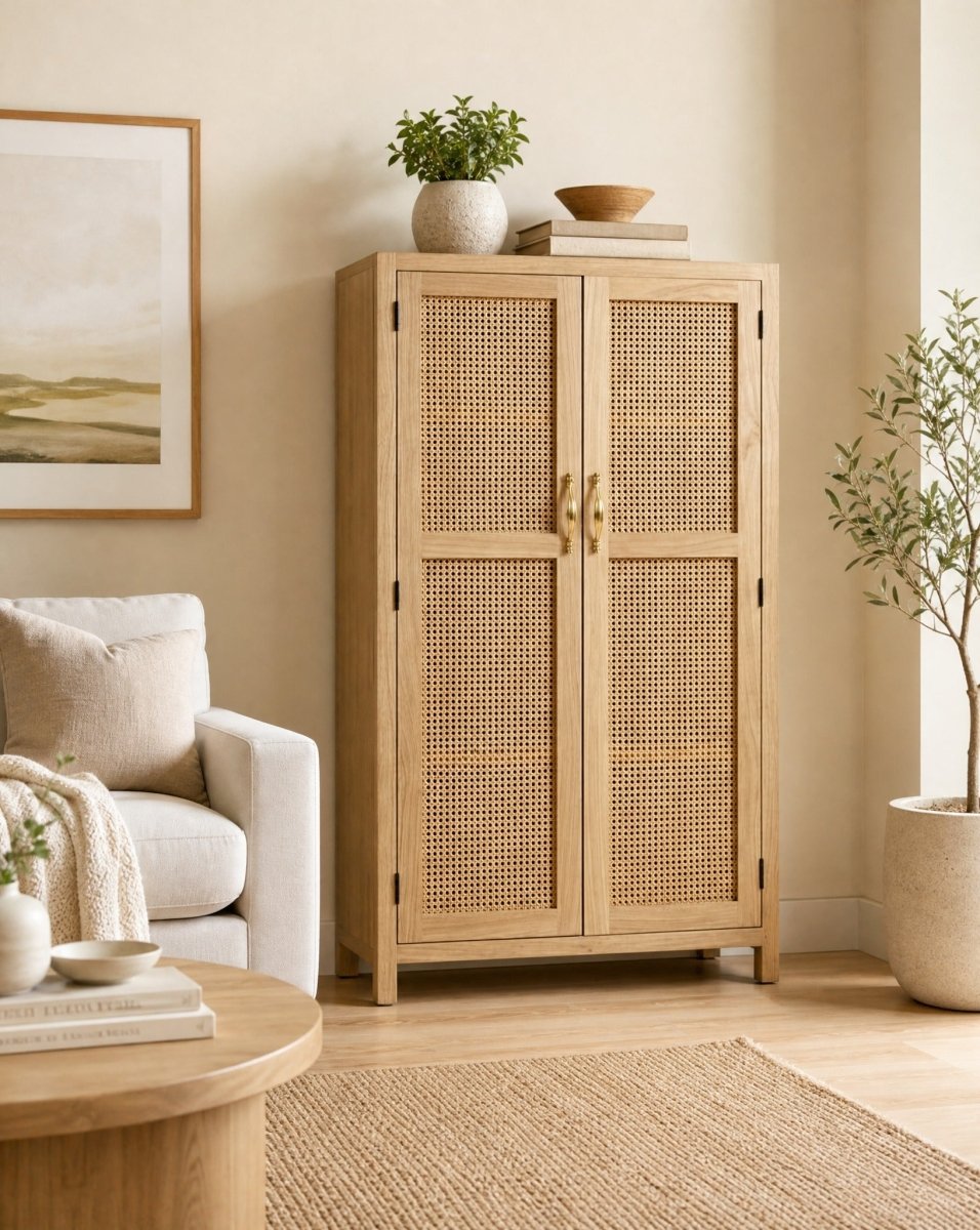 Zelora Rattan 2 Door Cabinet - Art and craft furniture