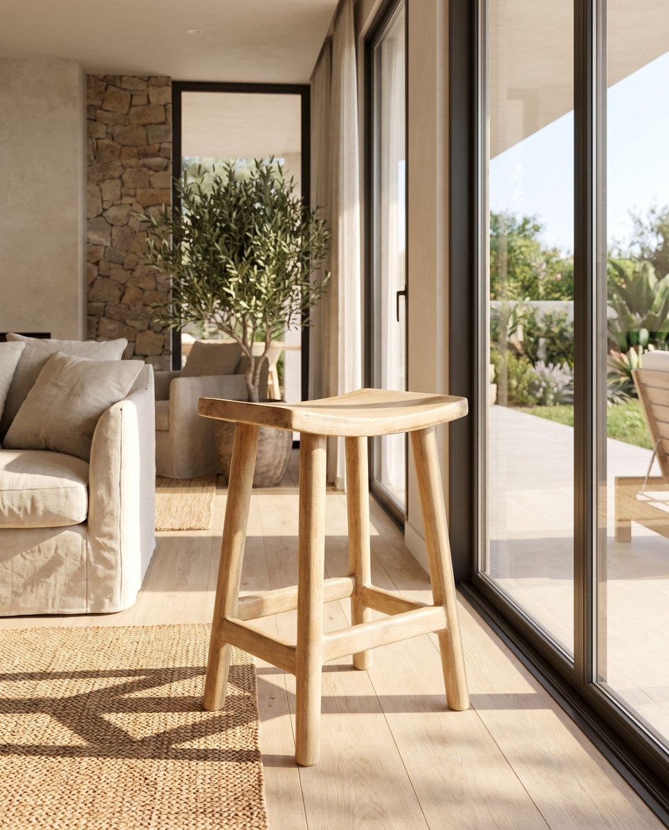 Zenvia Mango Wood Bar Stool - Art and craft furniture