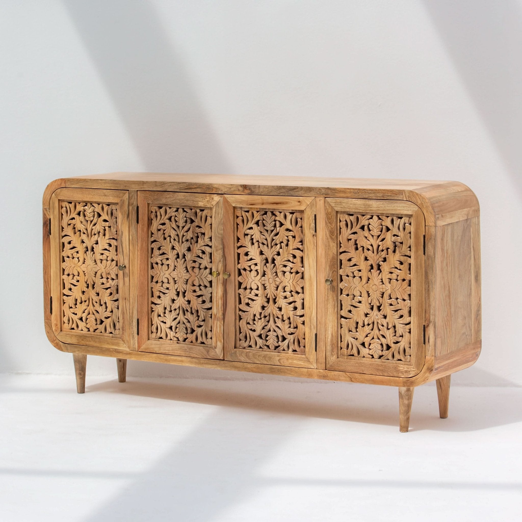 ZENVIA WOODEN CARWING FOUR DOOR SIDEBOARD - Art and craft furniture