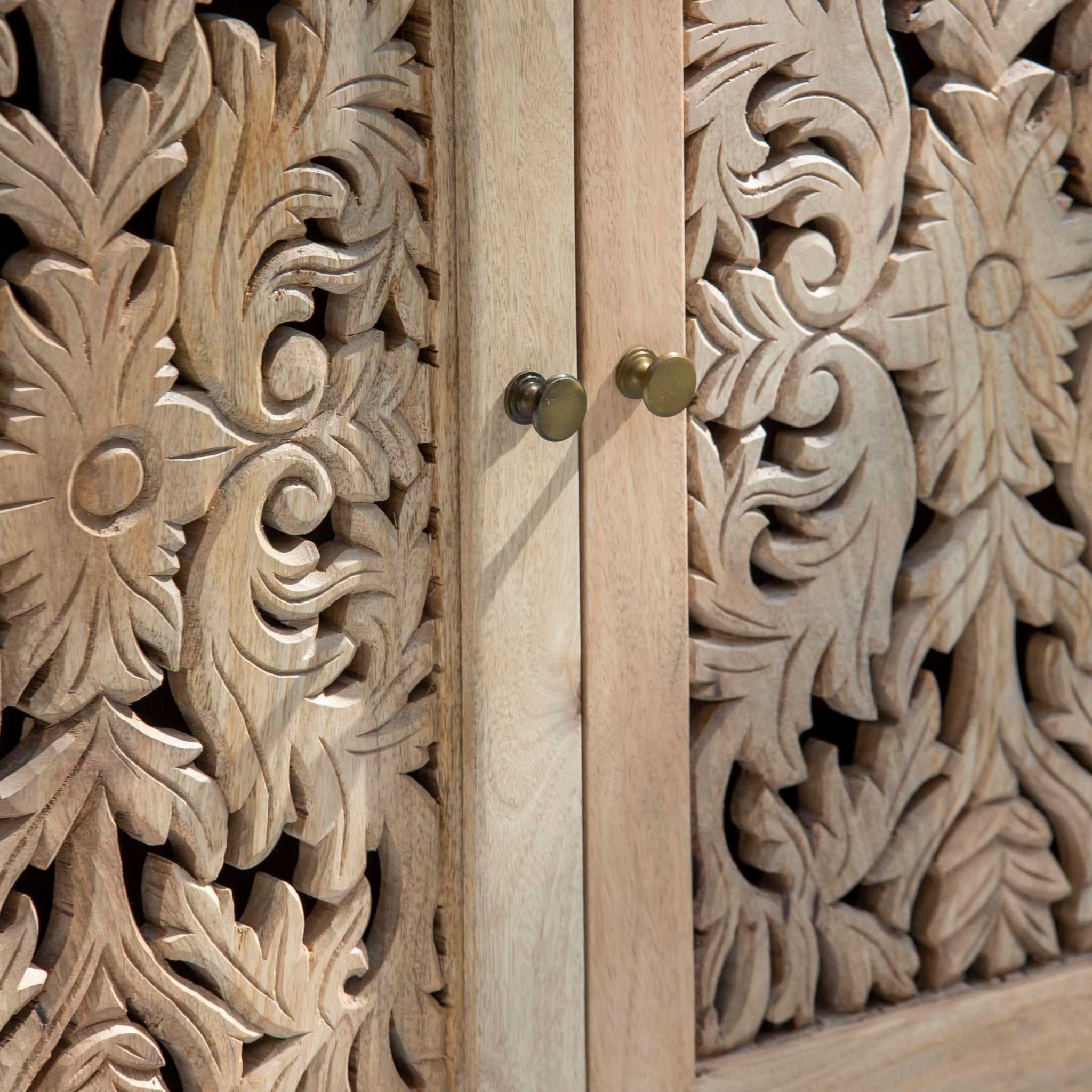 ZENVIA WOODEN TWO DOOR CARVING SIDEBOARD - Art and craft furniture