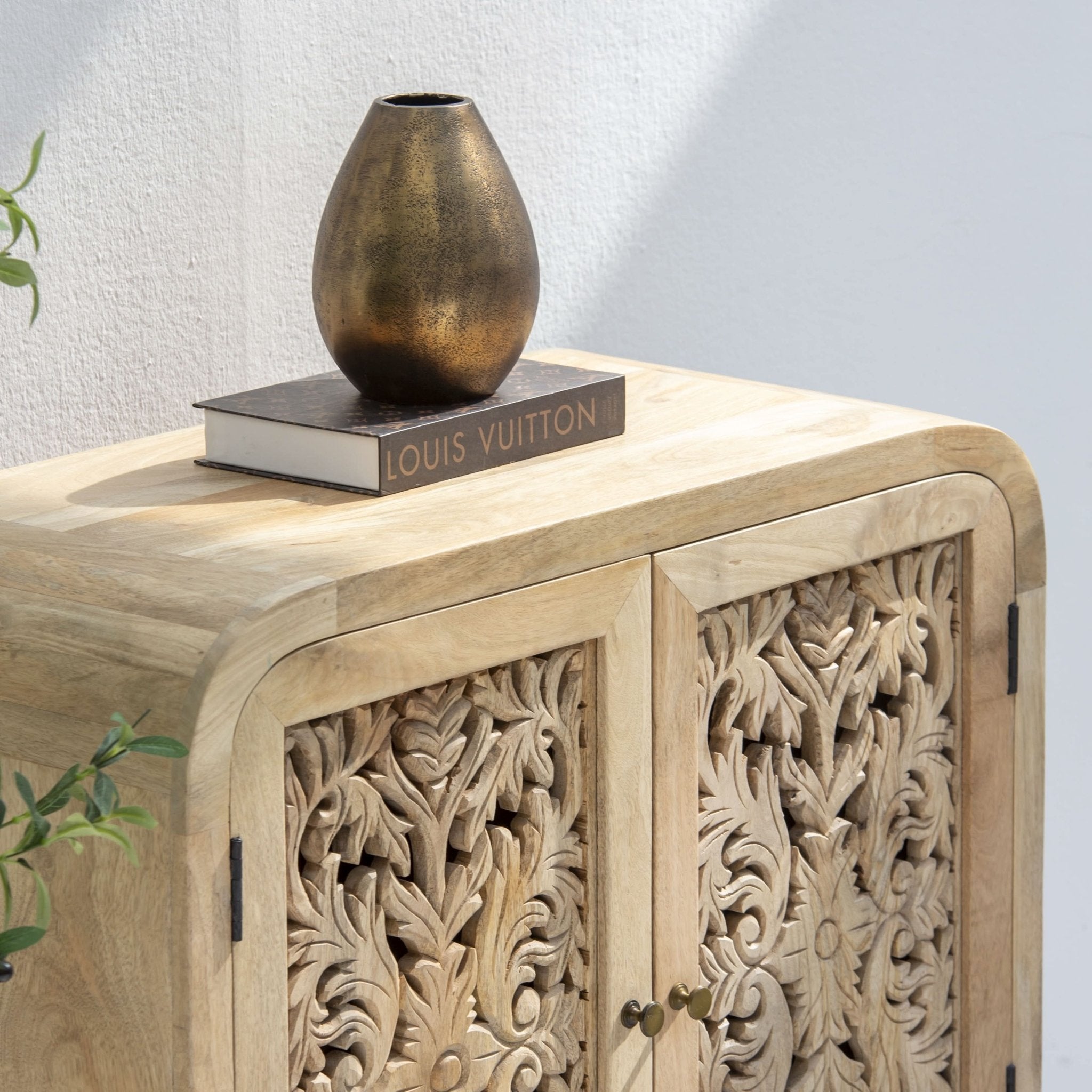 ZENVIA WOODEN TWO DOOR CARVING SIDEBOARD - Art and craft furniture