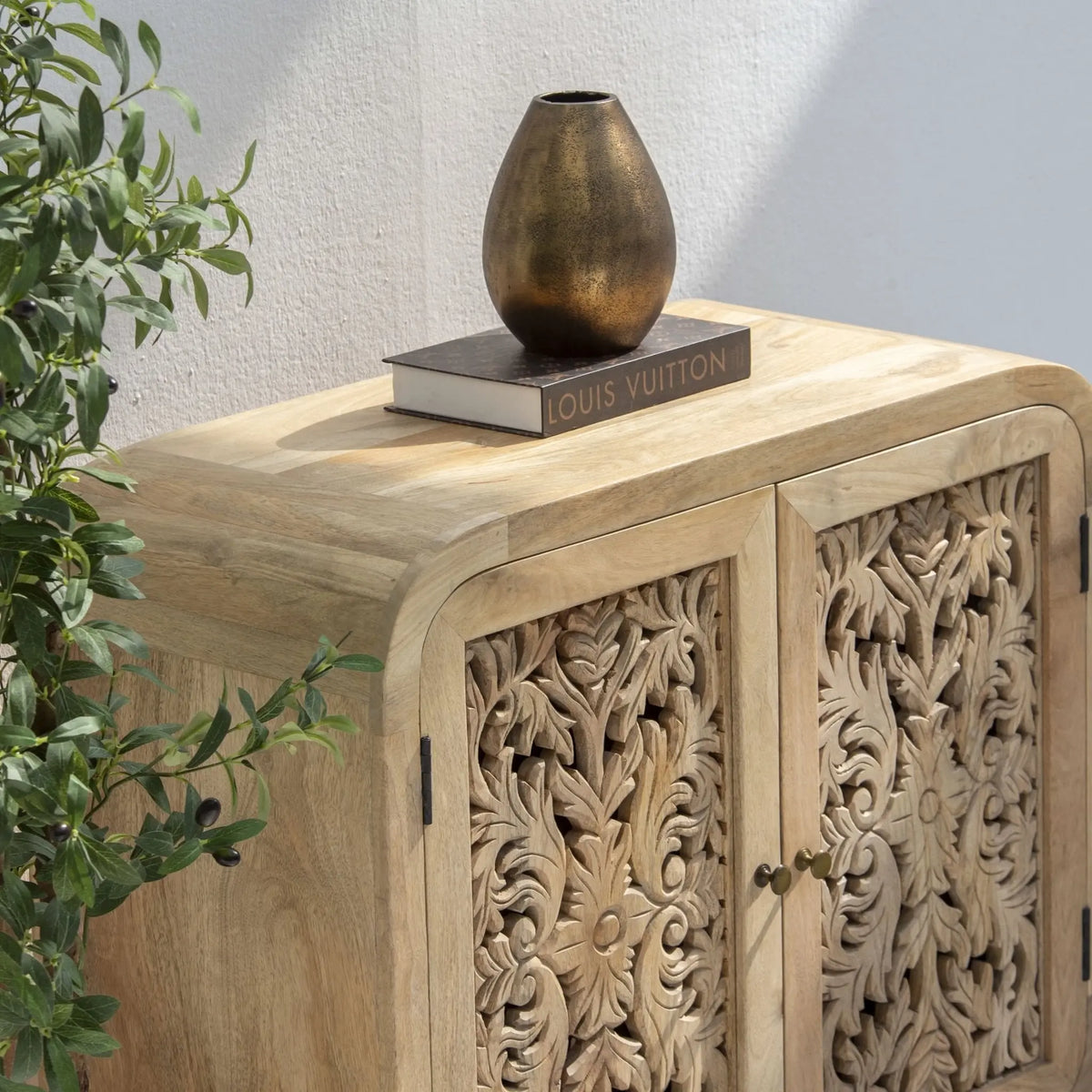 ZENVIA WOODEN TWO DOOR CARVING SIDEBOARD - Art and craft furniture