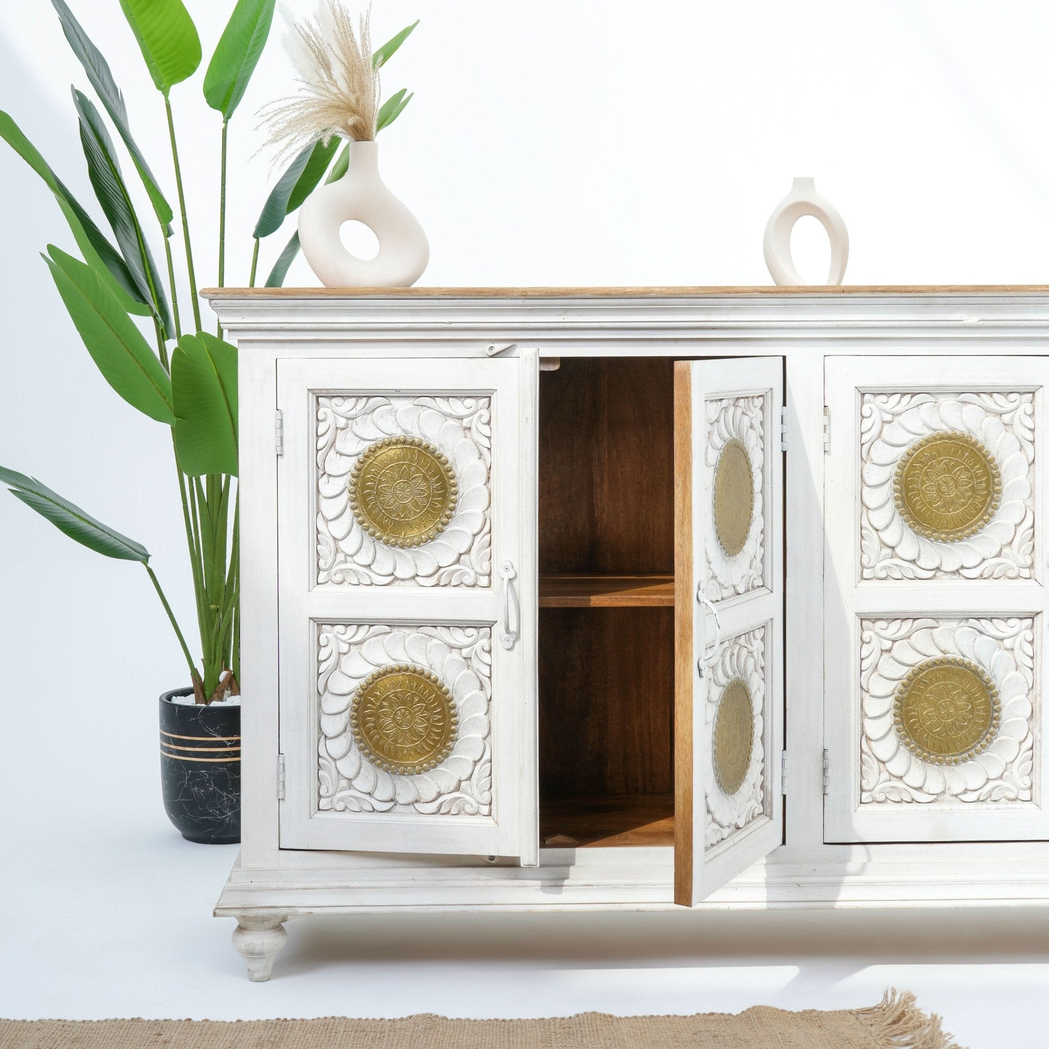 ZYARA FOUR DOOR BRASS FTD SIDEBOARD - Art and craft furniture