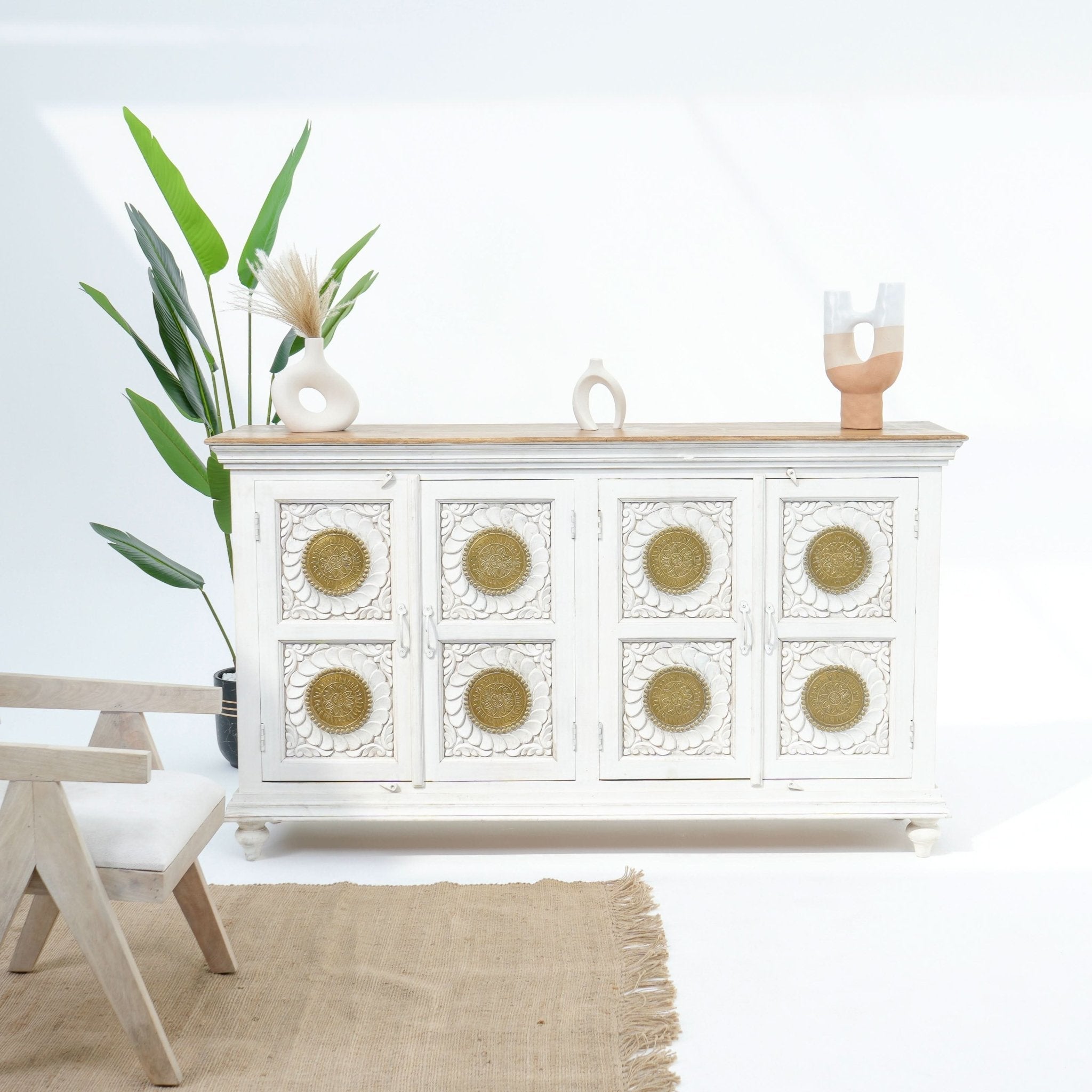 ZYARA FOUR DOOR BRASS FTD SIDEBOARD - Art and craft furniture