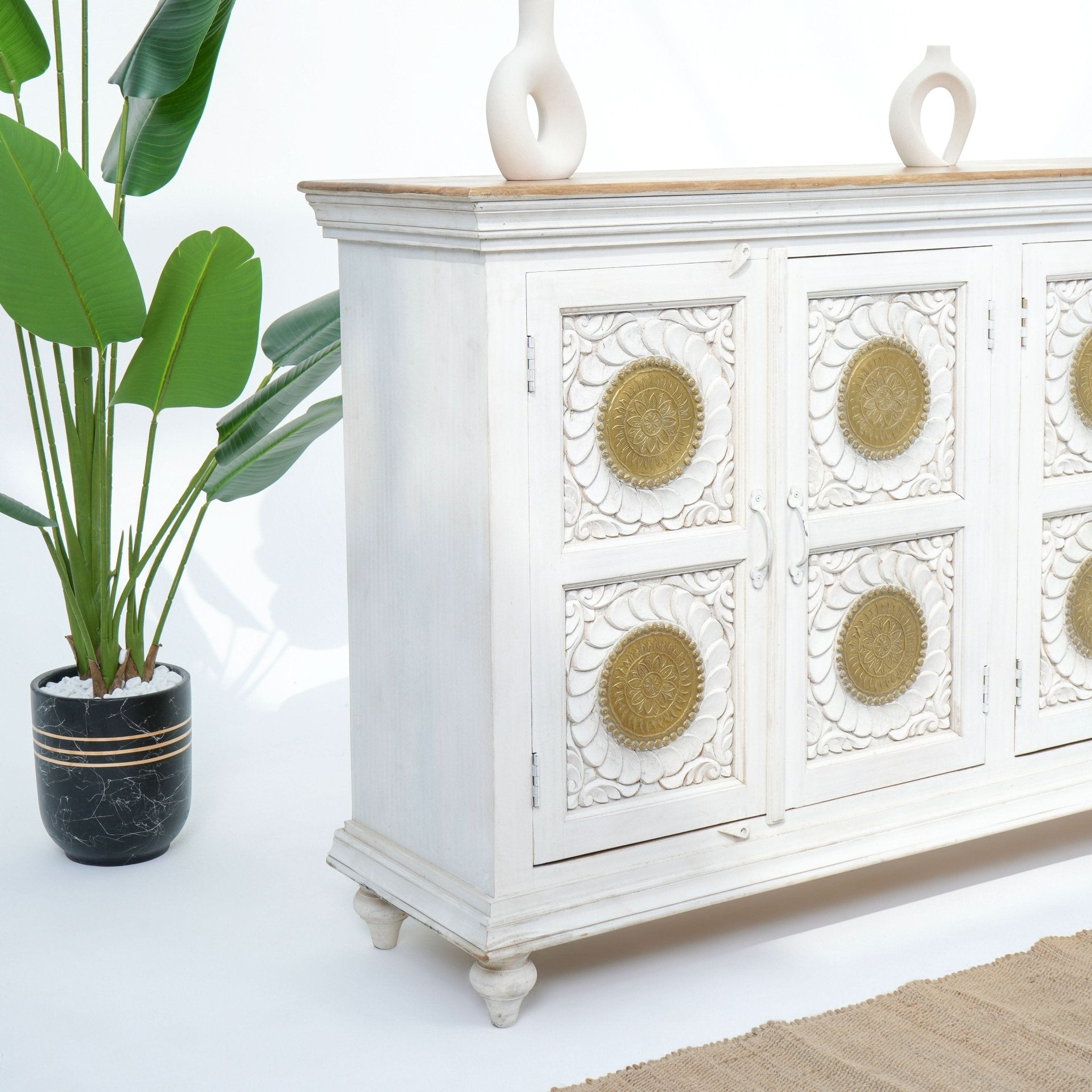 ZYARA FOUR DOOR BRASS FTD SIDEBOARD - Art and craft furniture
