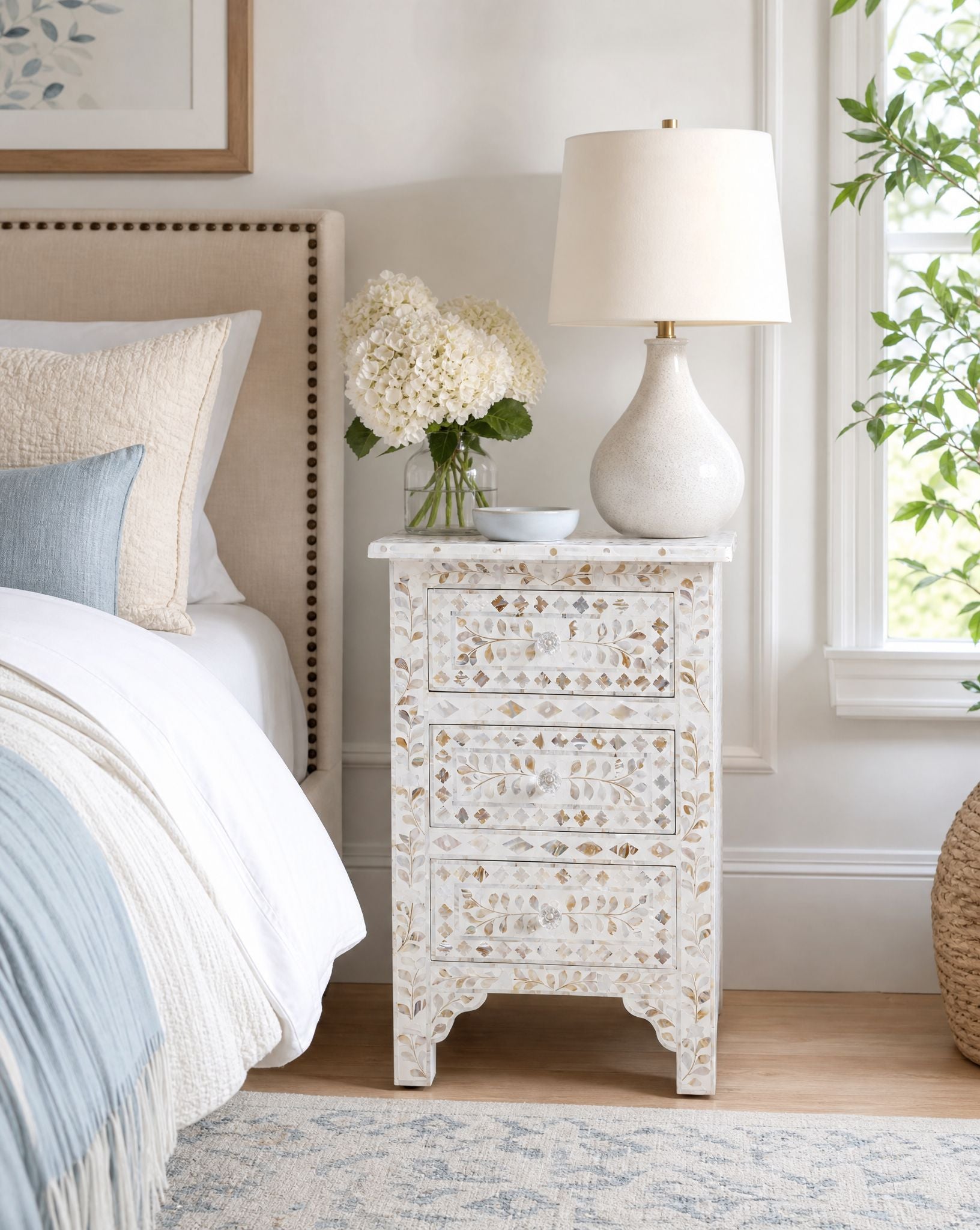 Mother of Pearl Bed Side Table - Art and craft furniture