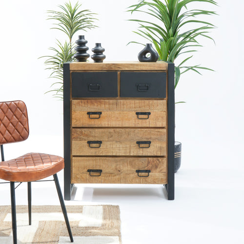 MANGO ENVY INDUSTRIAL EIGHT DRAWER CHEST OF DRAWERS