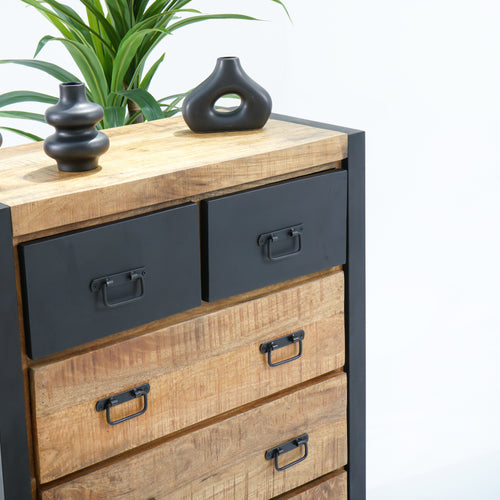 MANGO ENVY INDUSTRIAL EIGHT DRAWER CHEST OF DRAWERS