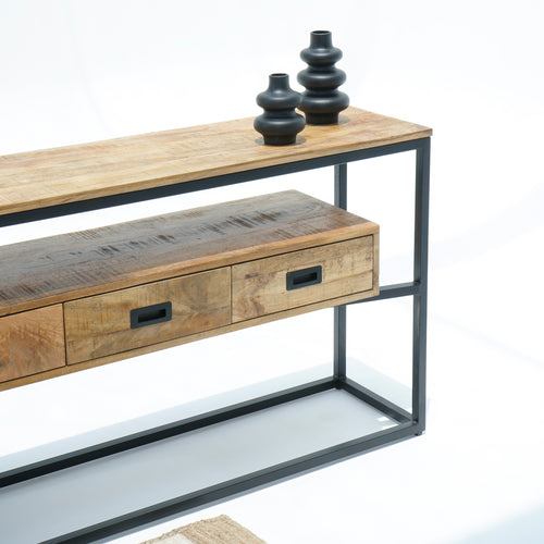 BERLIN LOFT INDUSTRIAL CONSOLE TABLE THREE DRAWER