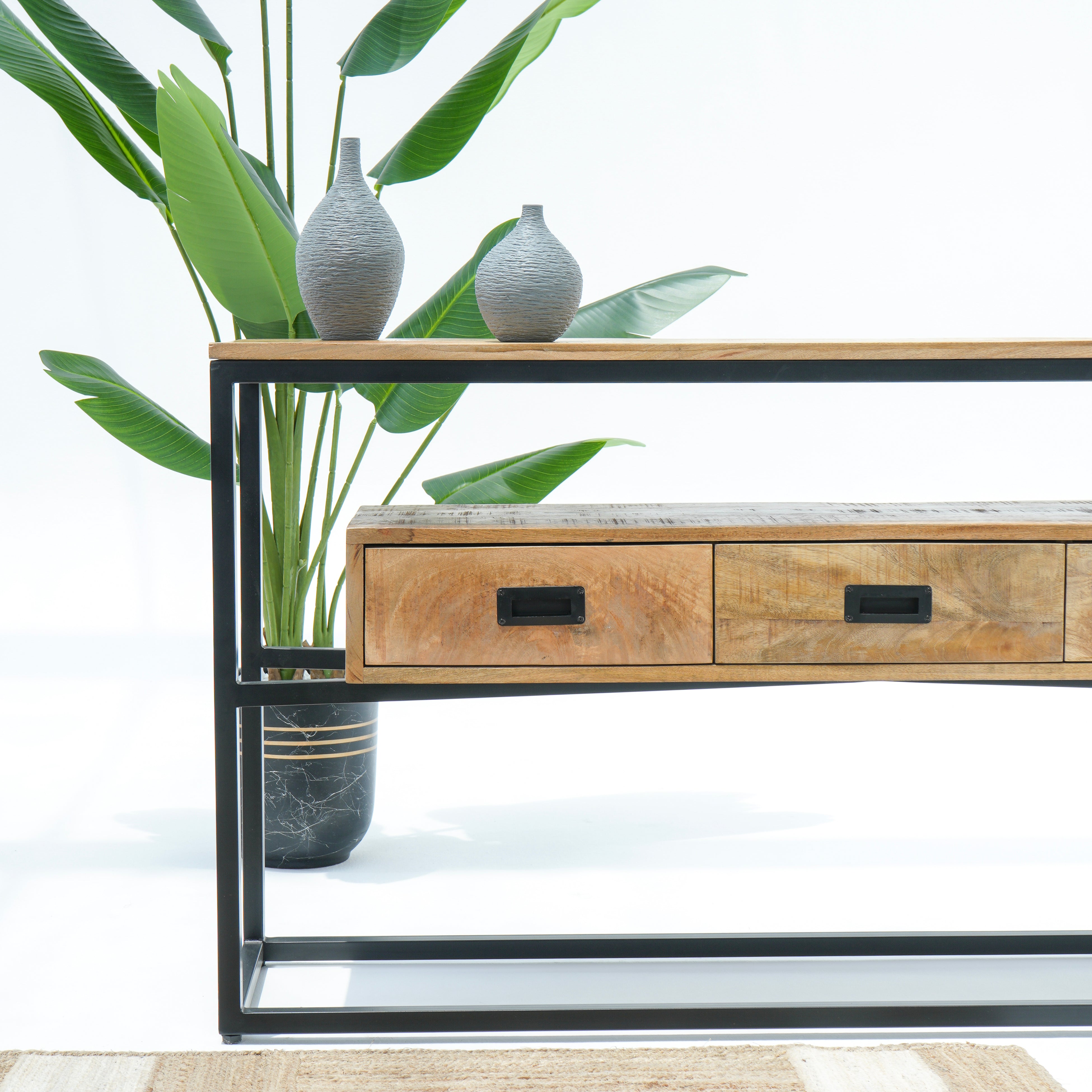 BERLIN LOFT INDUSTRIAL CONSOLE TABLE THREE DRAWER