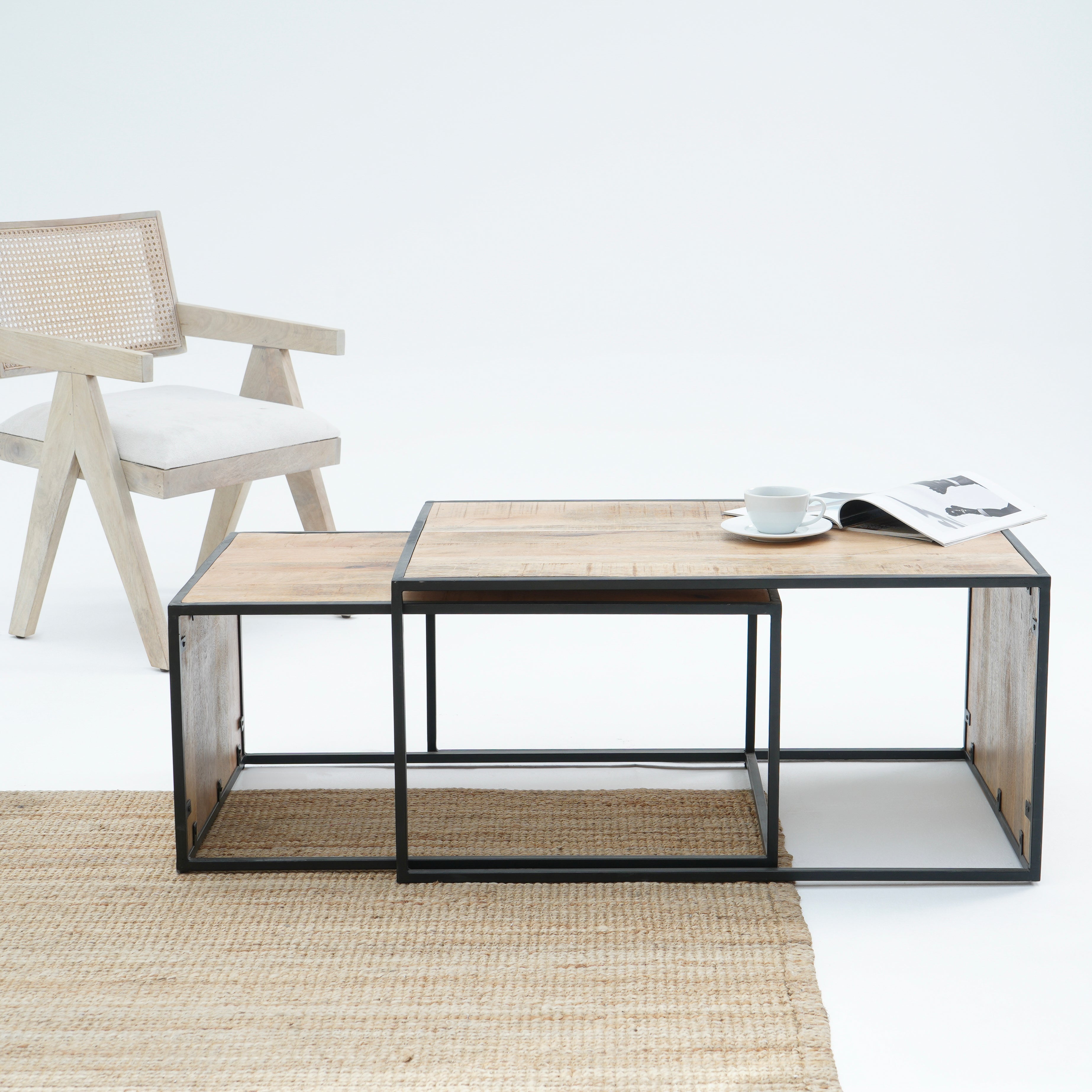 WOODEN IRON UNITY OAK COFFEE TABLE