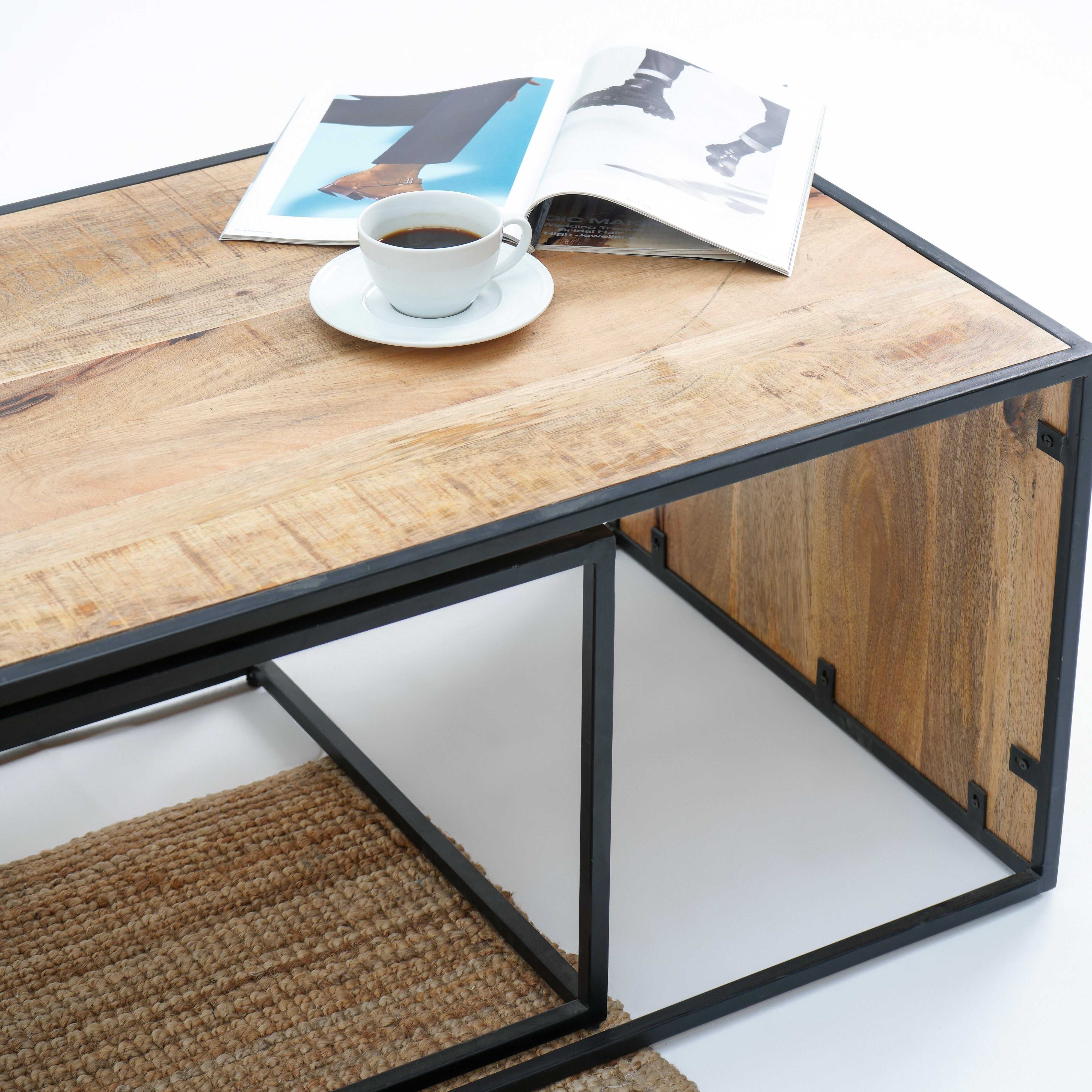 WOODEN IRON UNITY OAK COFFEE TABLE