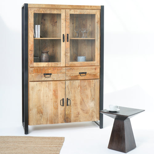 IRONIX WOODEN TWO GLASS DOOR CABINET
