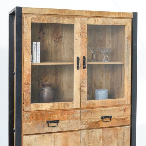 IRONIX WOODEN TWO GLASS DOOR CABINET