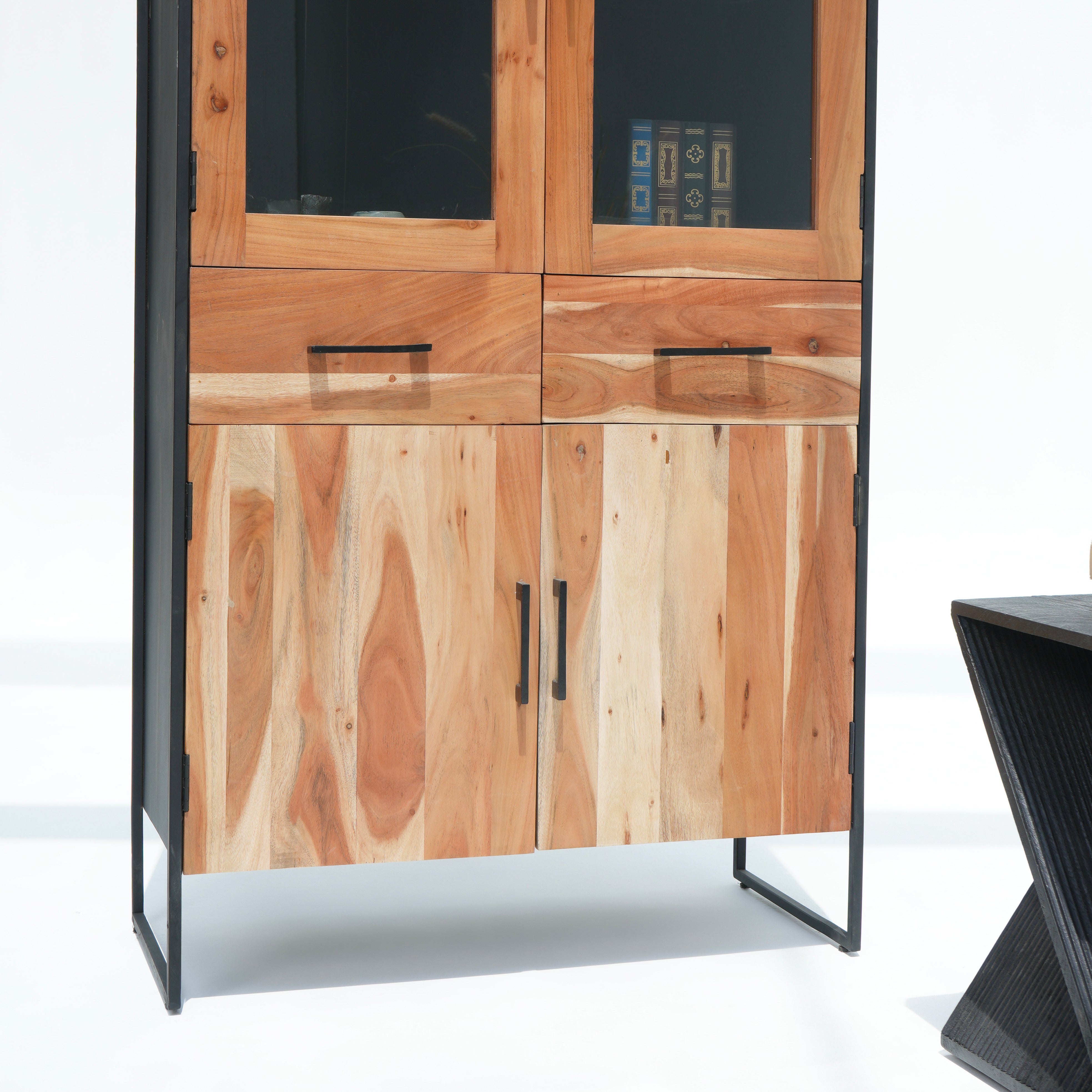 New Noble Two Glass Door-Two Wooden Door Cabinet