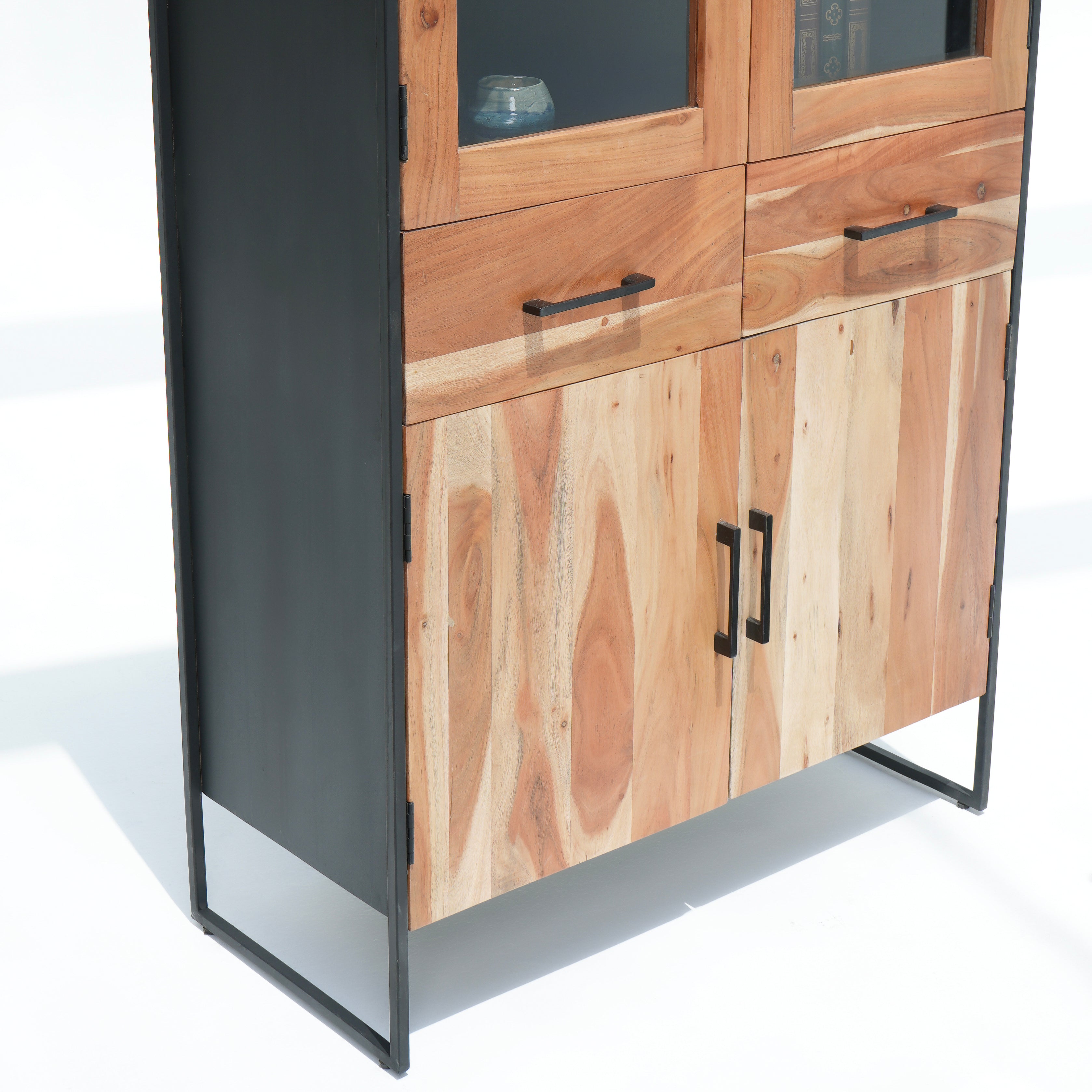 New Noble Two Glass Door-Two Wooden Door Cabinet