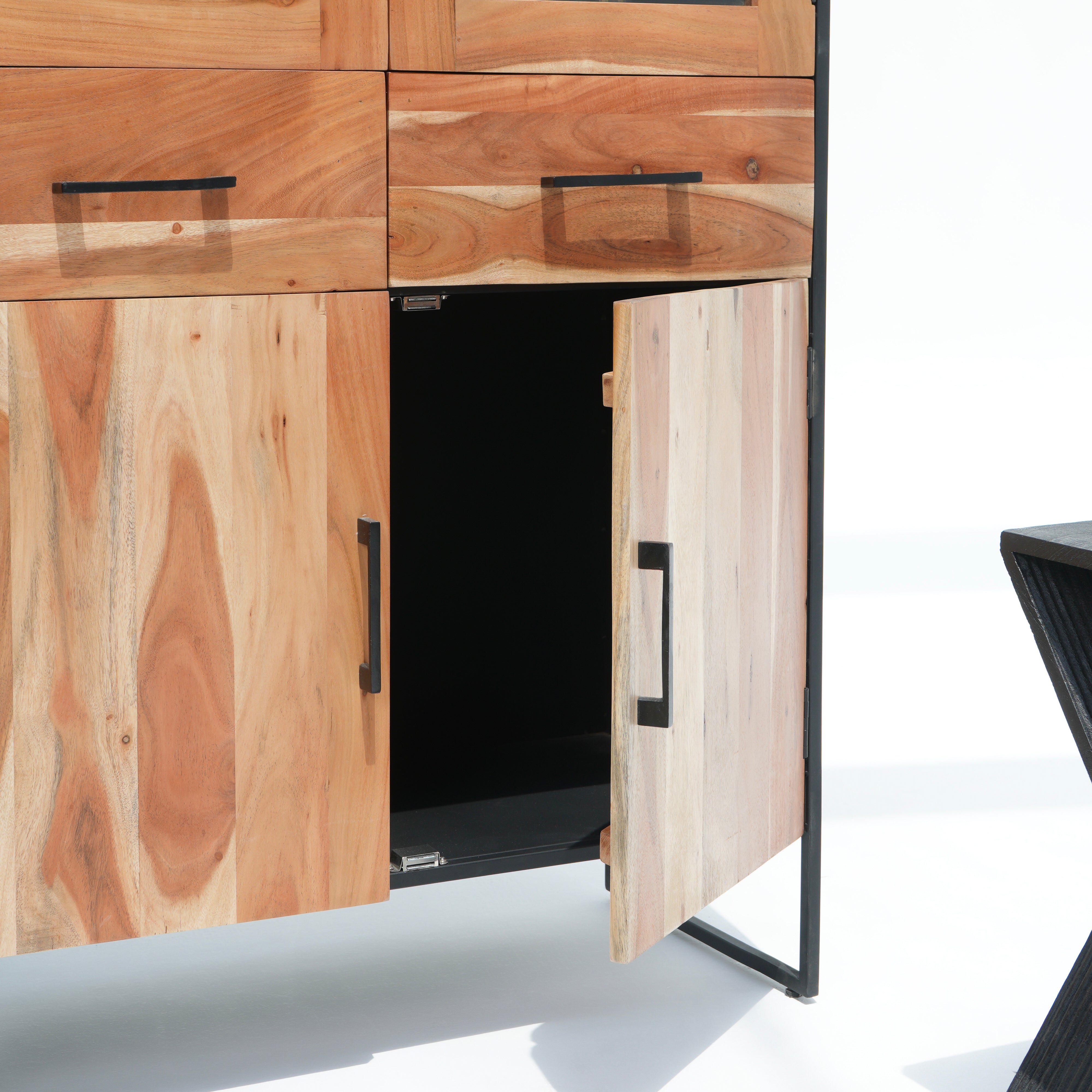 New Noble Two Glass Door-Two Wooden Door Cabinet