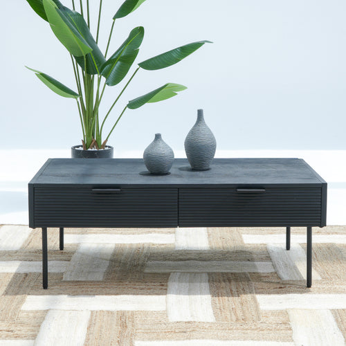 WOODEN SYNERGY TWO DRAWER COFFEE TABLE