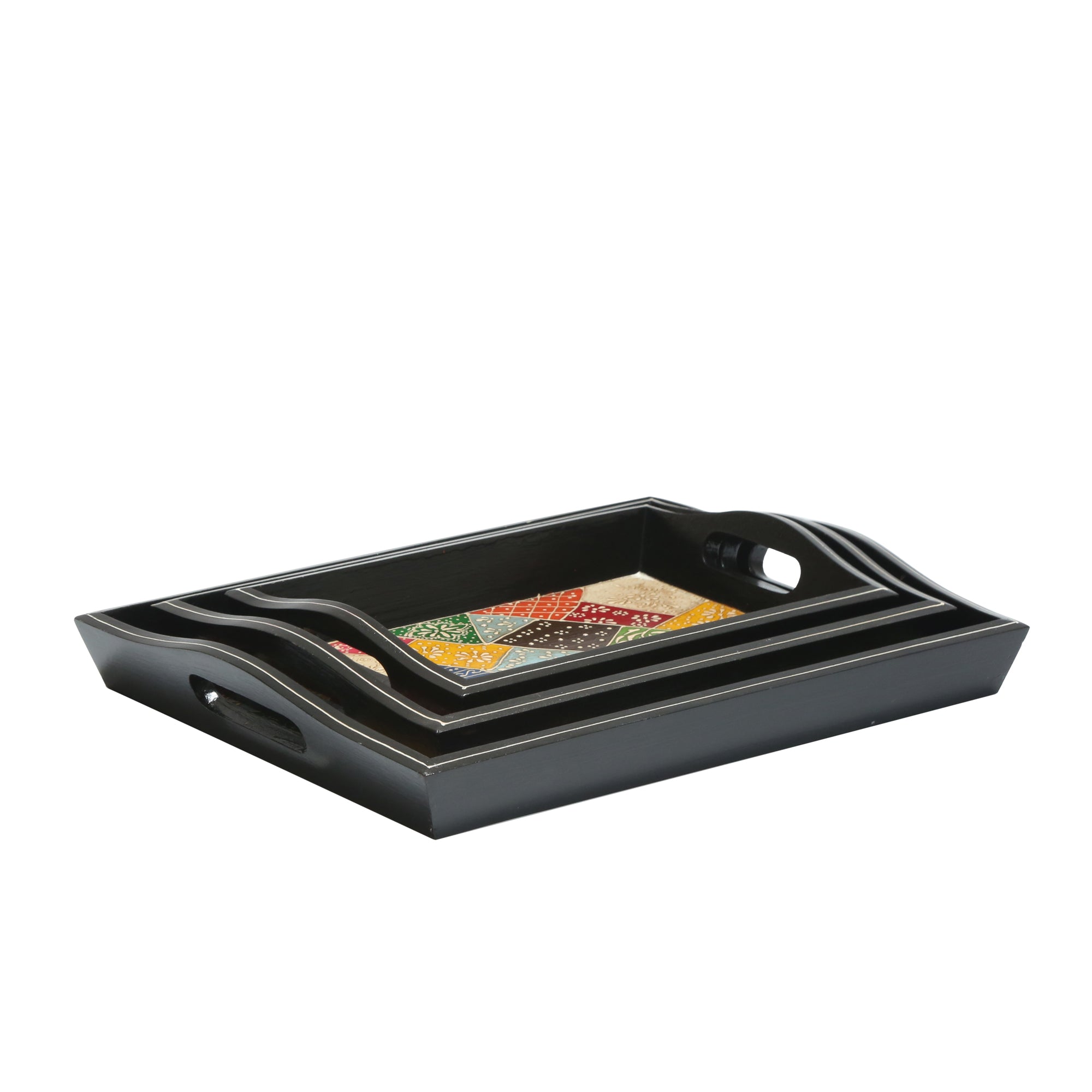 WOODEN TRAY SET OF THREE