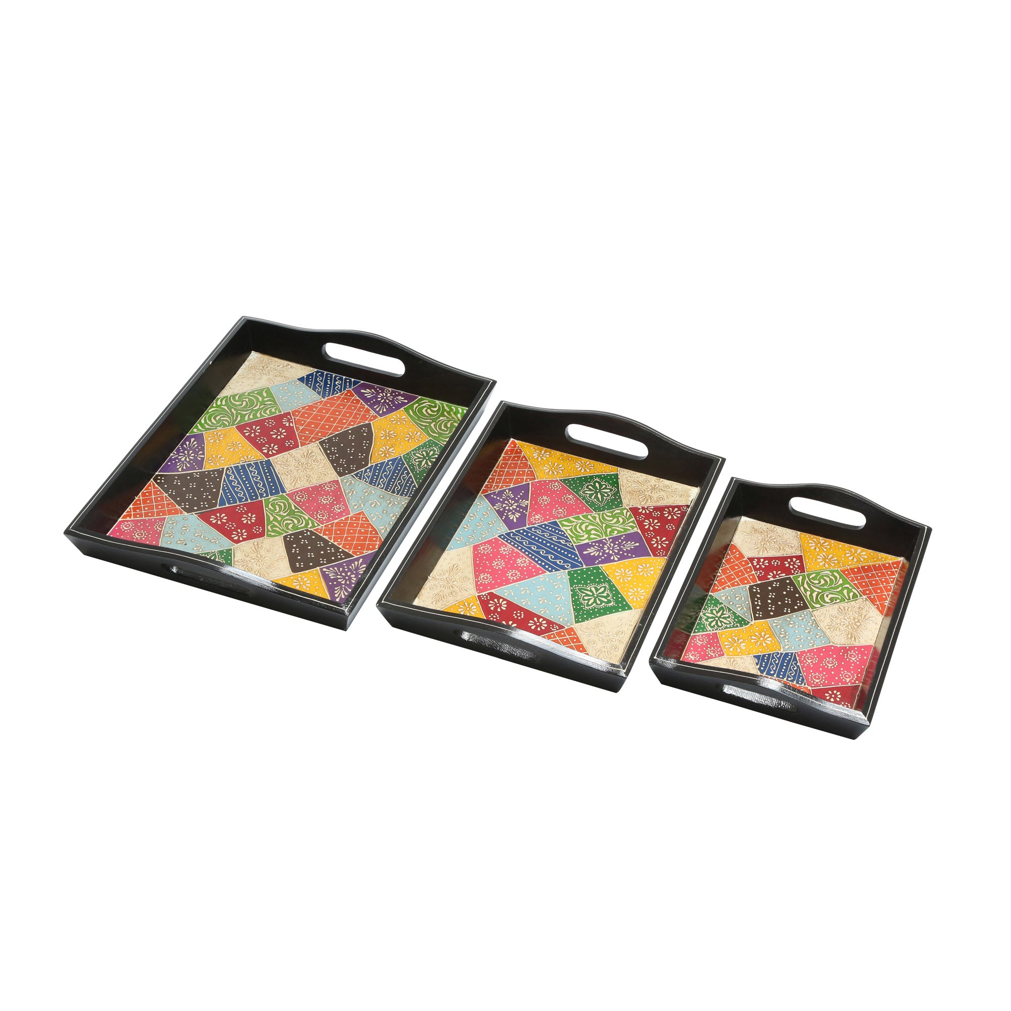 WOODEN TRAY SET OF THREE