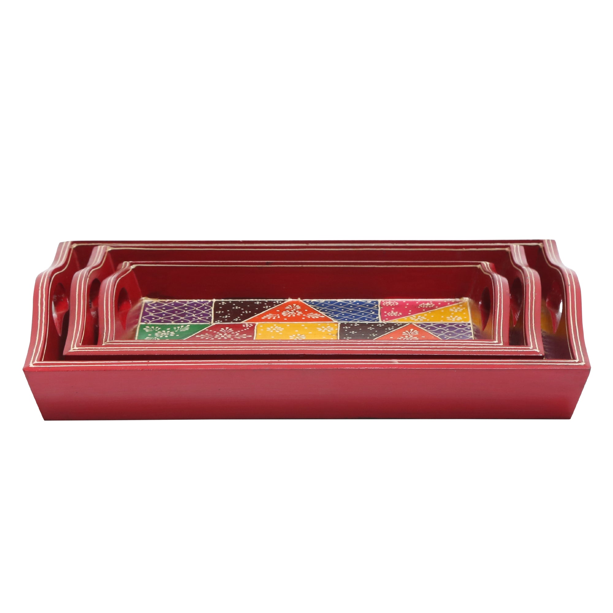 WOODEN TRAY SET OF THREE