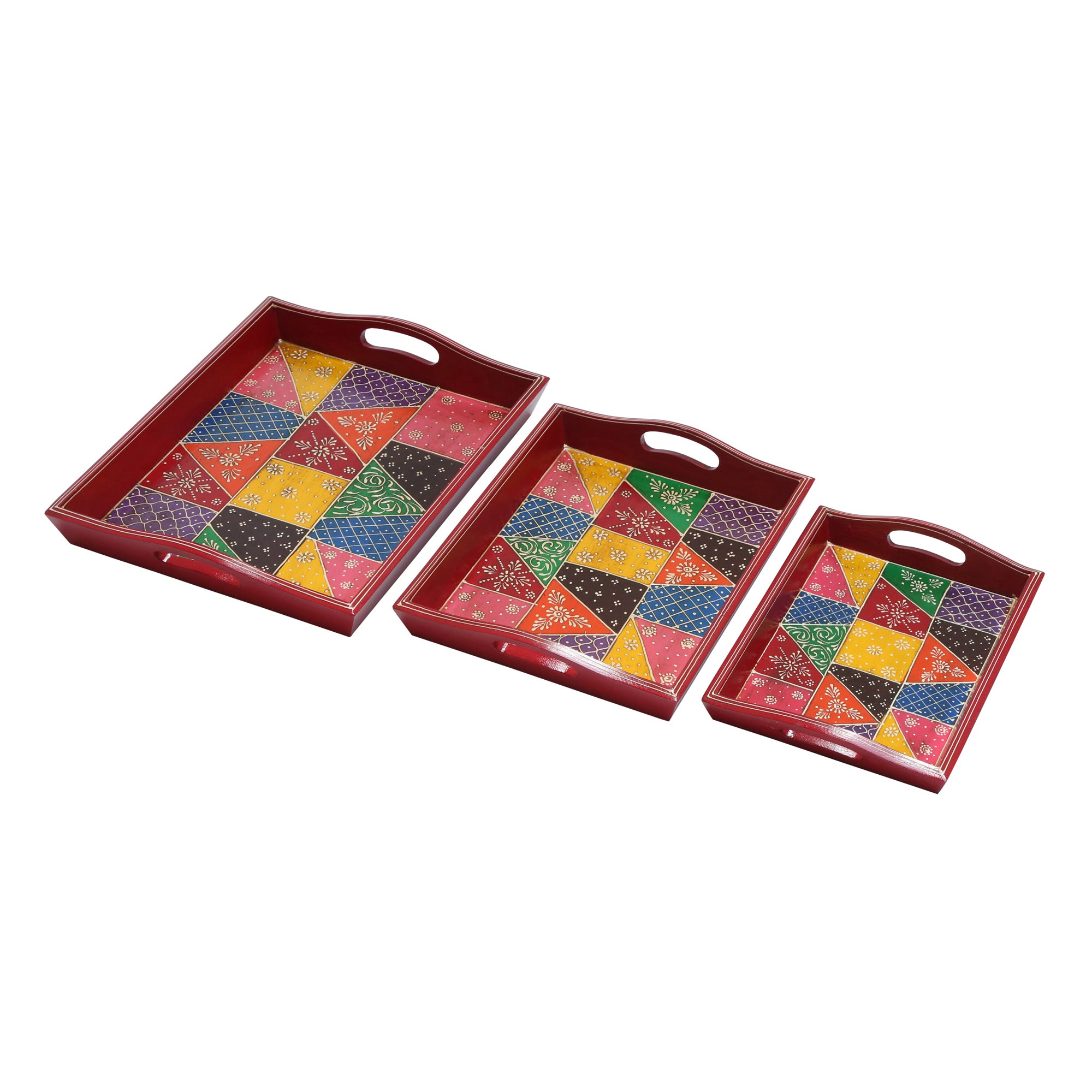 WOODEN TRAY SET OF THREE