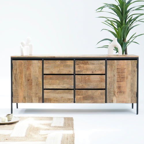 STEELWOOD SIX DRAWERS TWO DOOR INDUSTRIAL SIDEBOARD