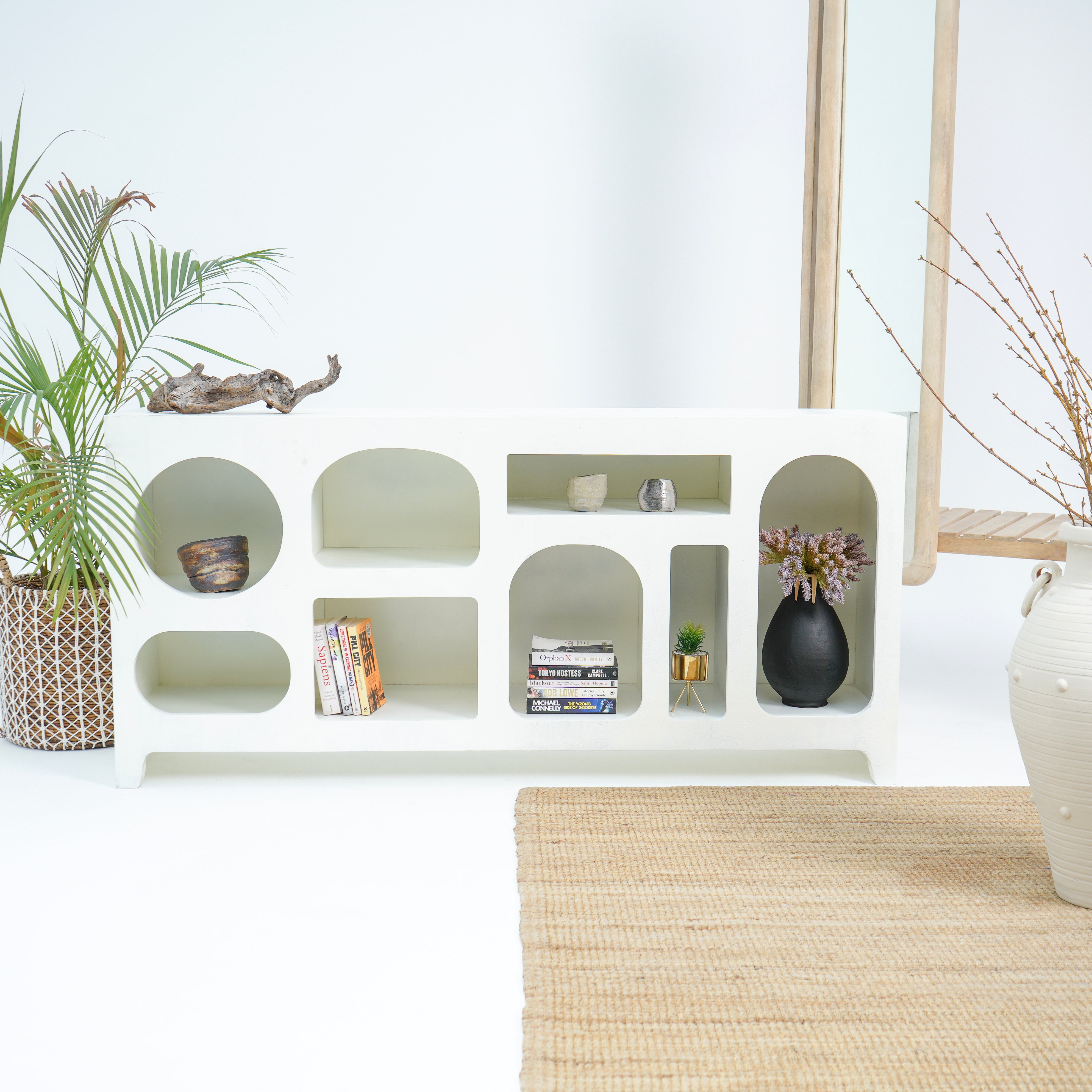 ARCH white open side side board