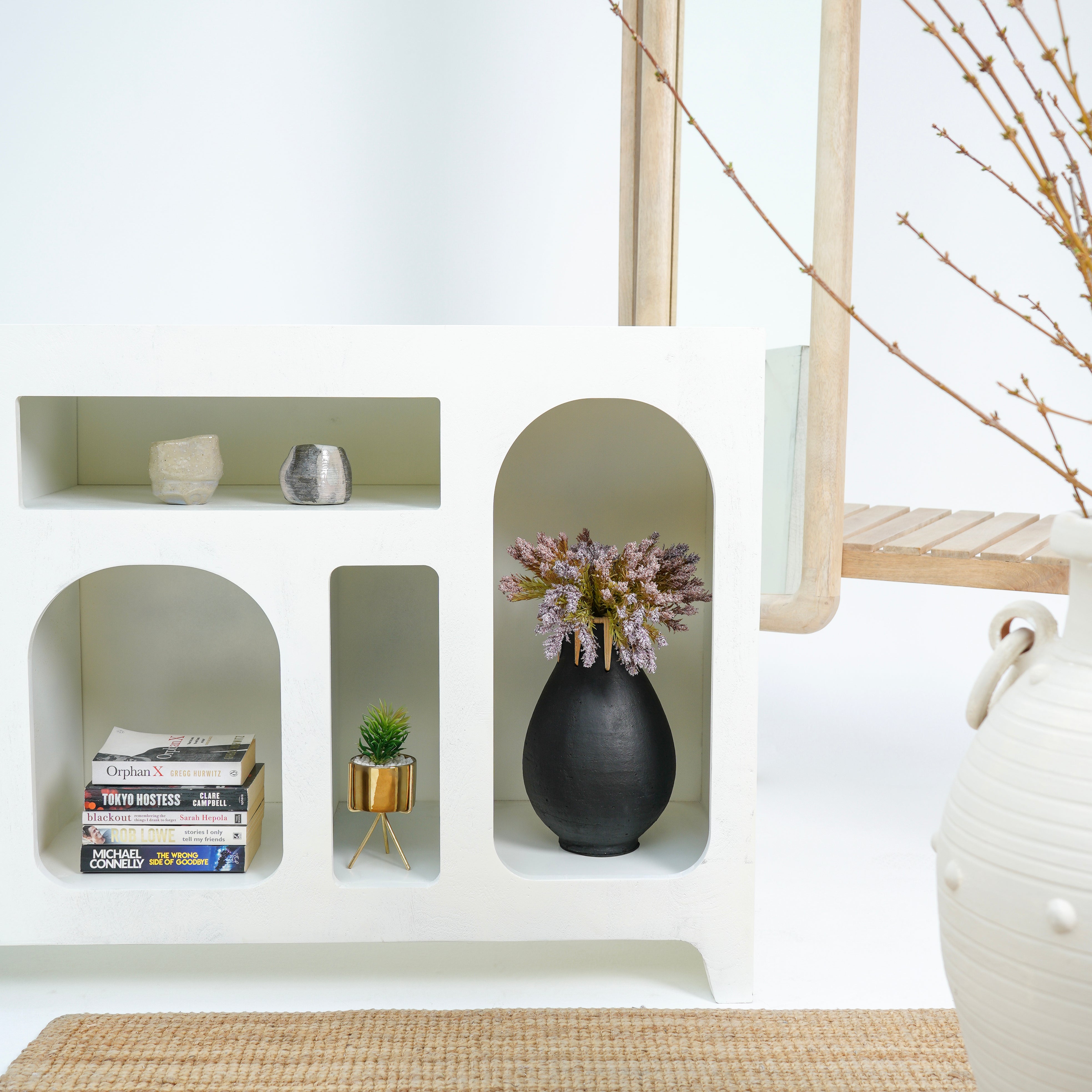 ARCH white open side side board