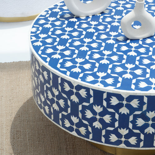 INLAY BLUE ROUND COFFEE TABLE