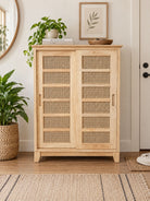 Canovia Wooden Cane Shoe Rack Art and craft furniture