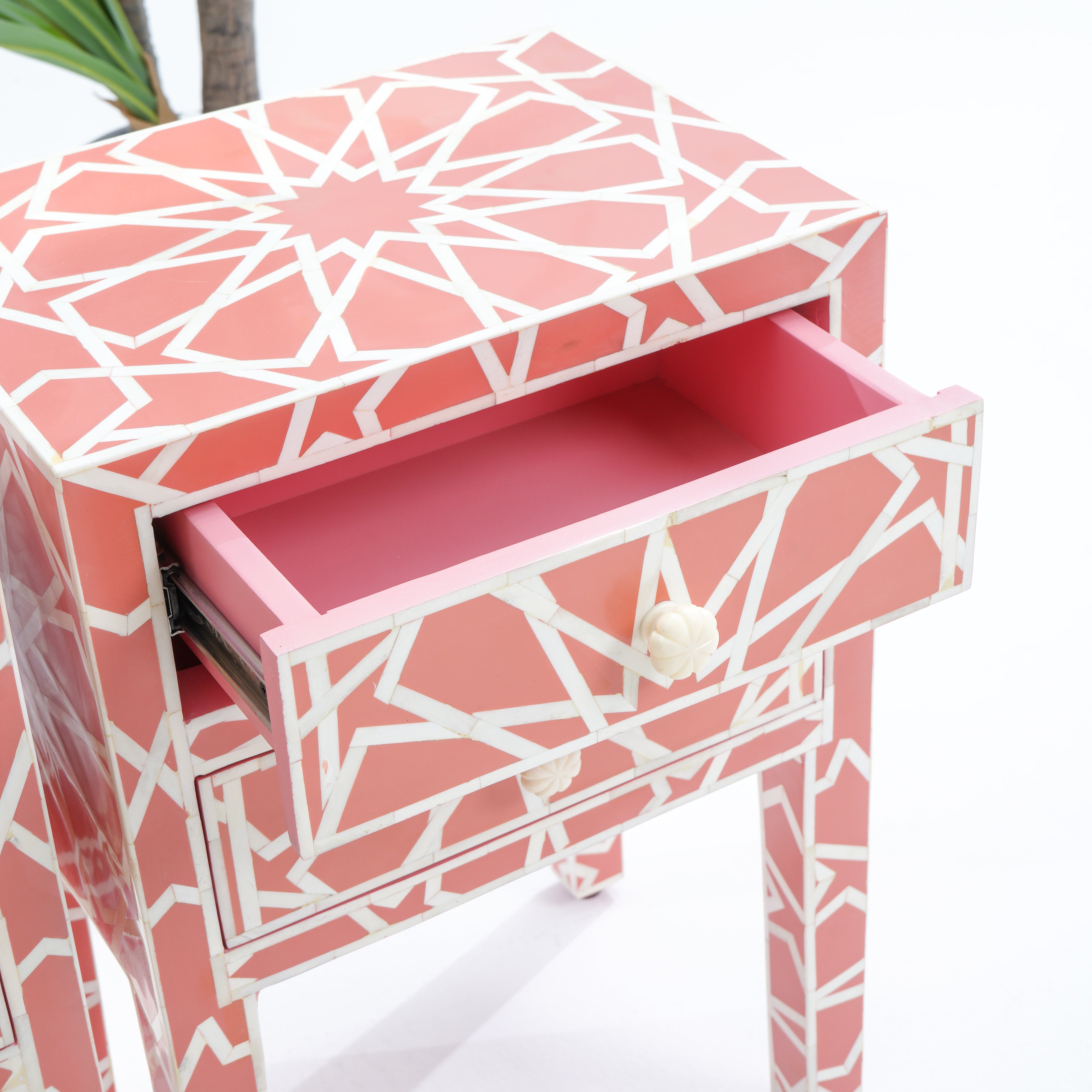 Inlay Red Bedside Table