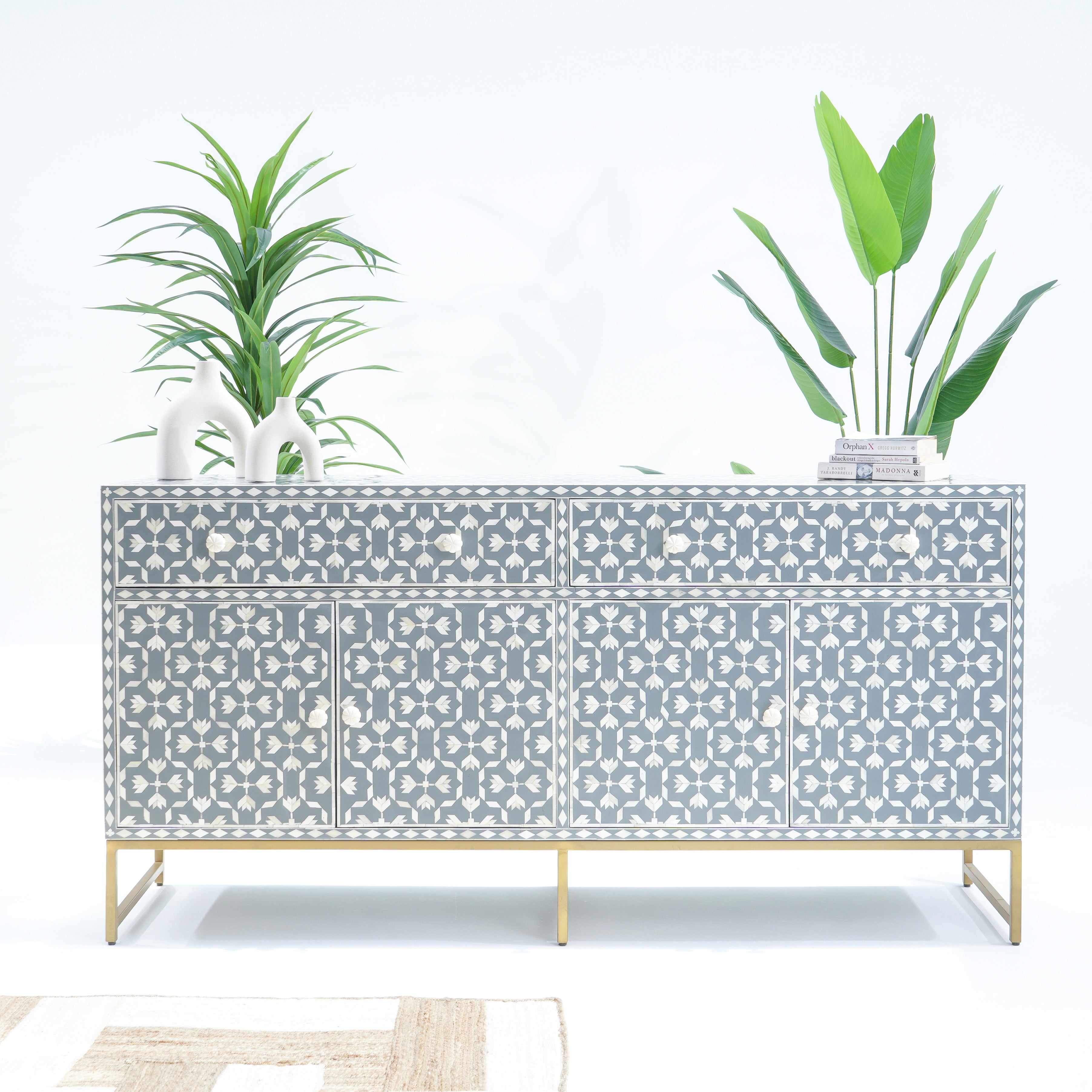 INLAY FOUR DRAWER- DOOR SIDE BOARD