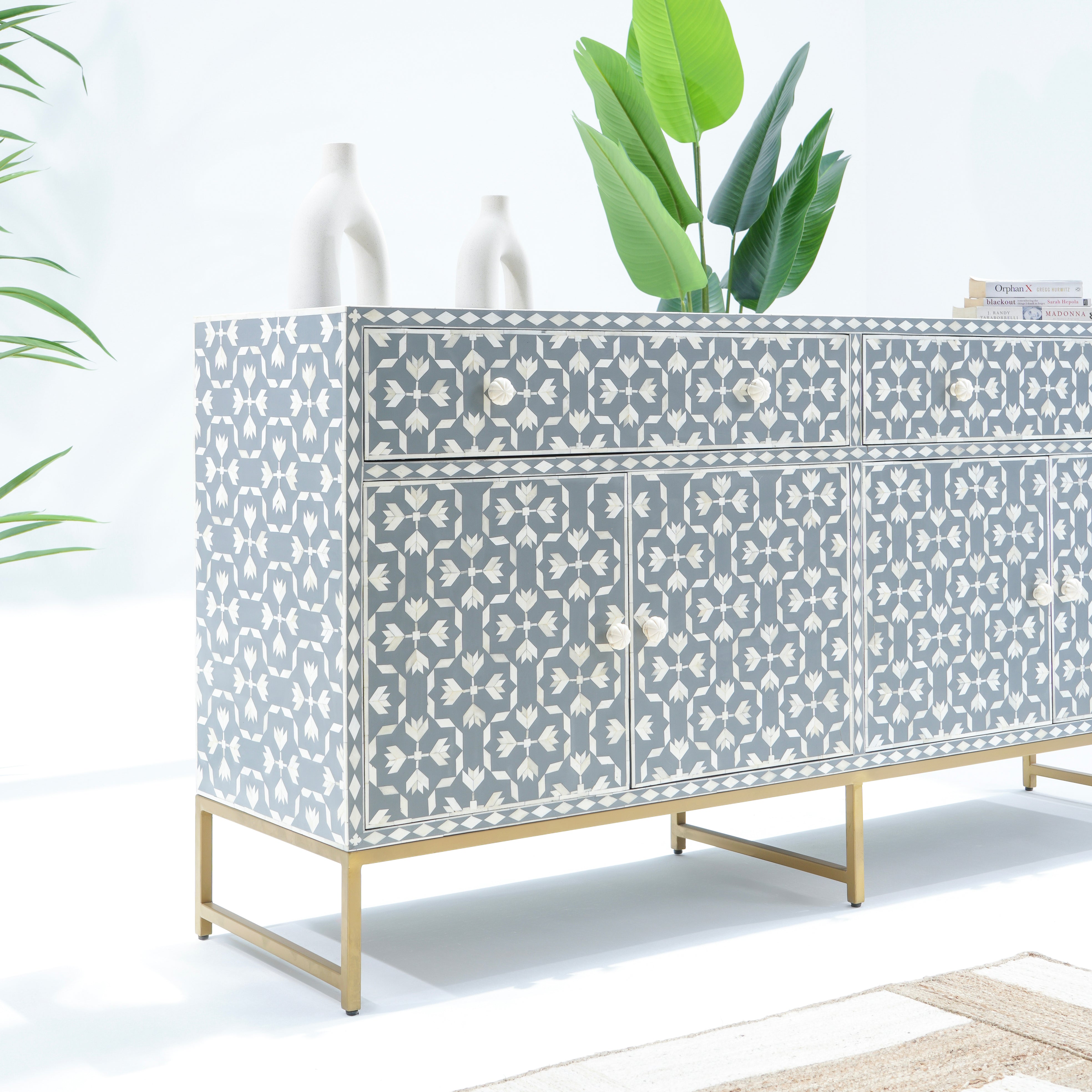 INLAY FOUR DRAWER- DOOR SIDE BOARD