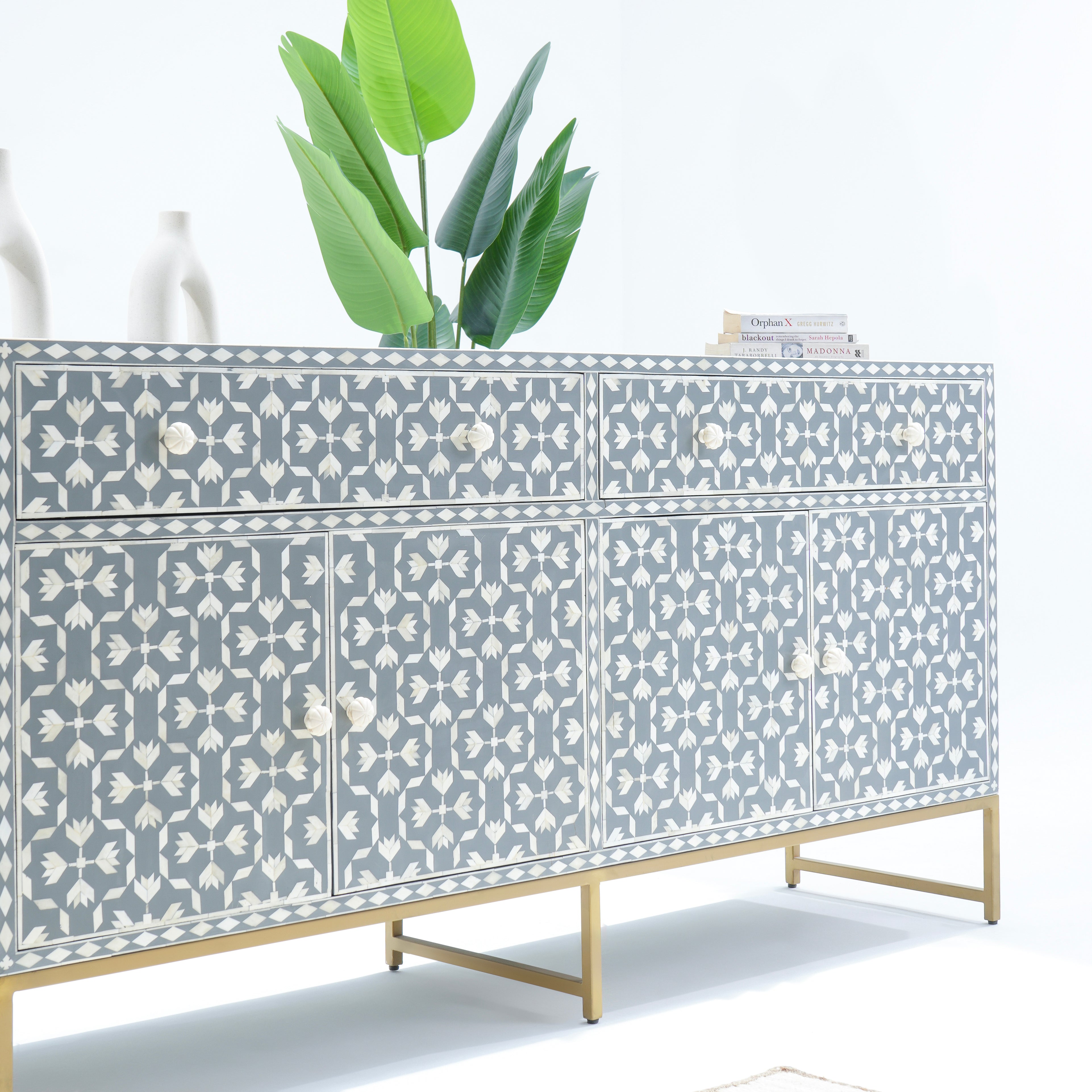 INLAY FOUR DRAWER- DOOR SIDE BOARD