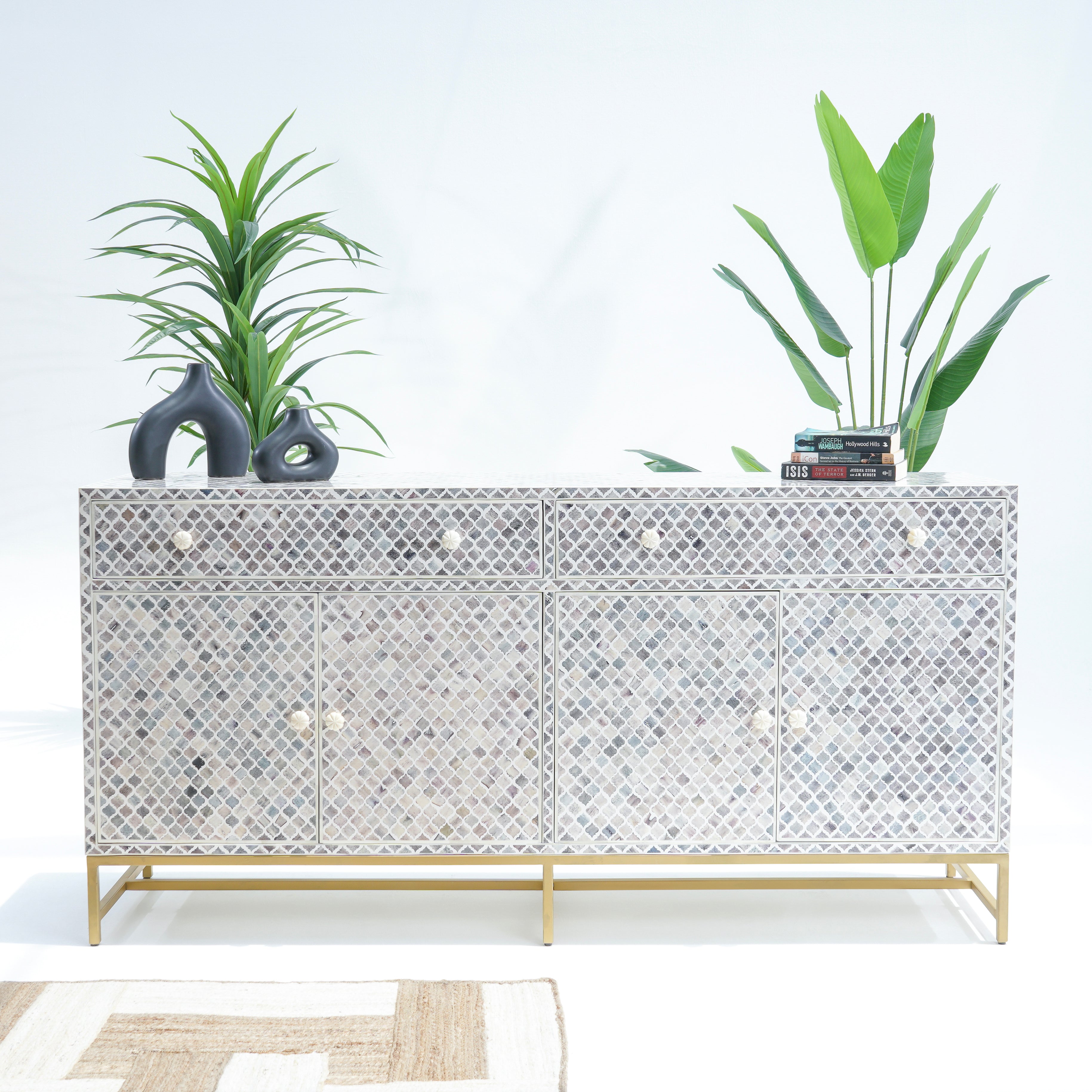 INLAY FOUR DRAWER- DOOR SIDE BOARD
