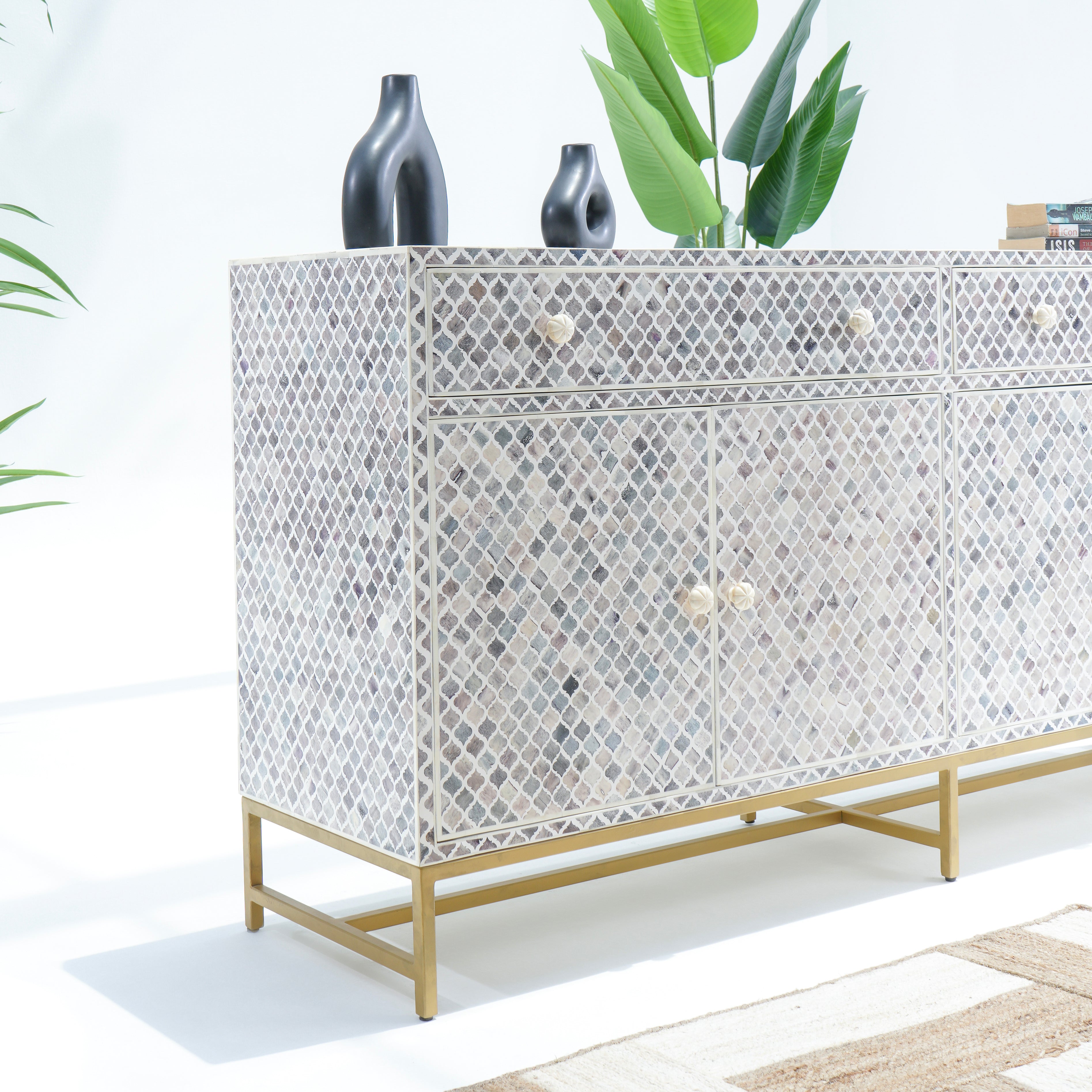 INLAY FOUR DRAWER- DOOR SIDE BOARD