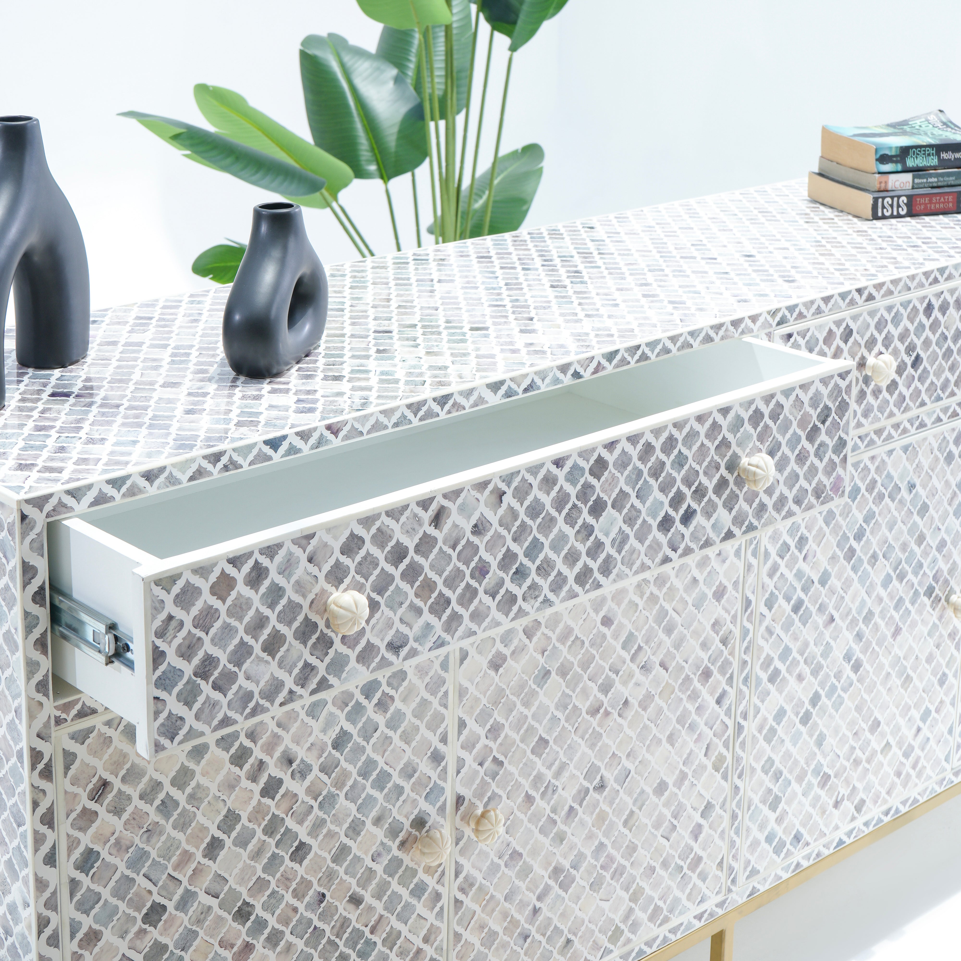 INLAY FOUR DRAWER- DOOR SIDE BOARD