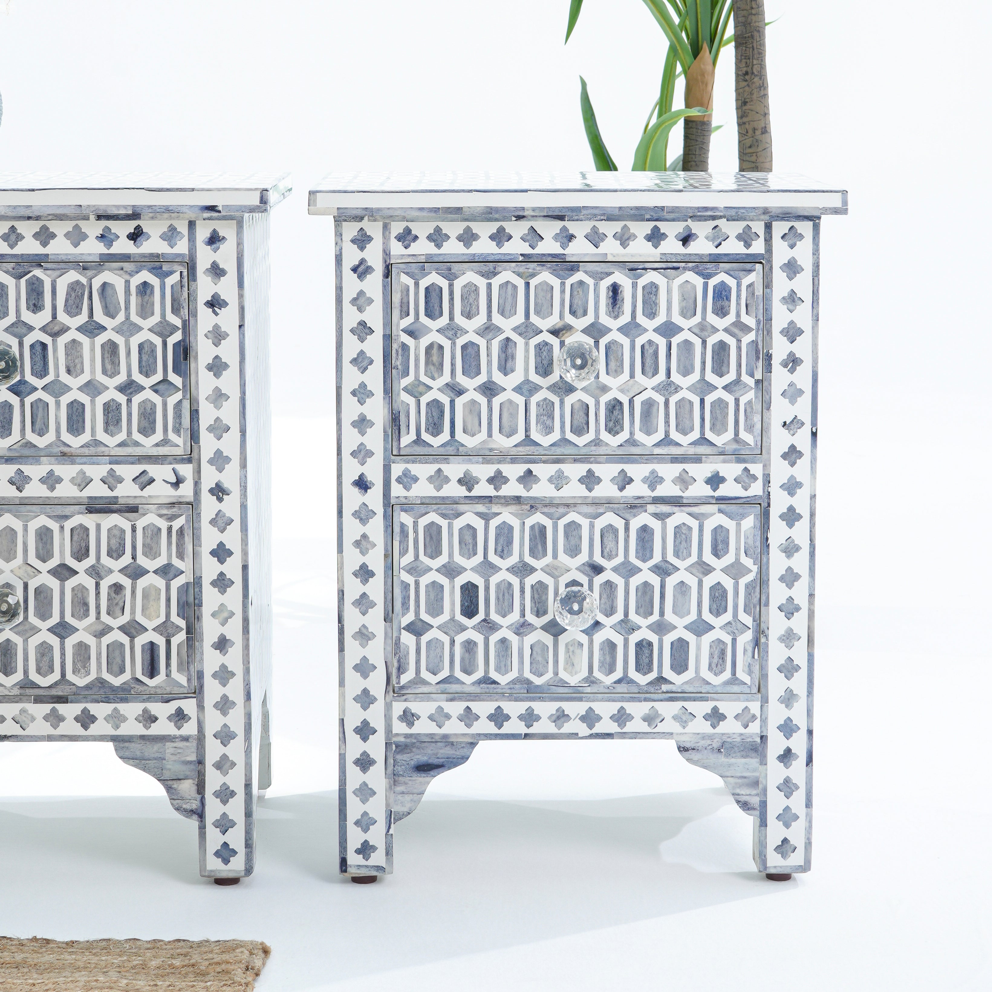 Inlay Light Grey Bedside Table