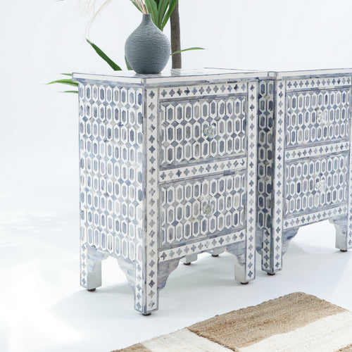 Inlay Light Grey Bedside Table