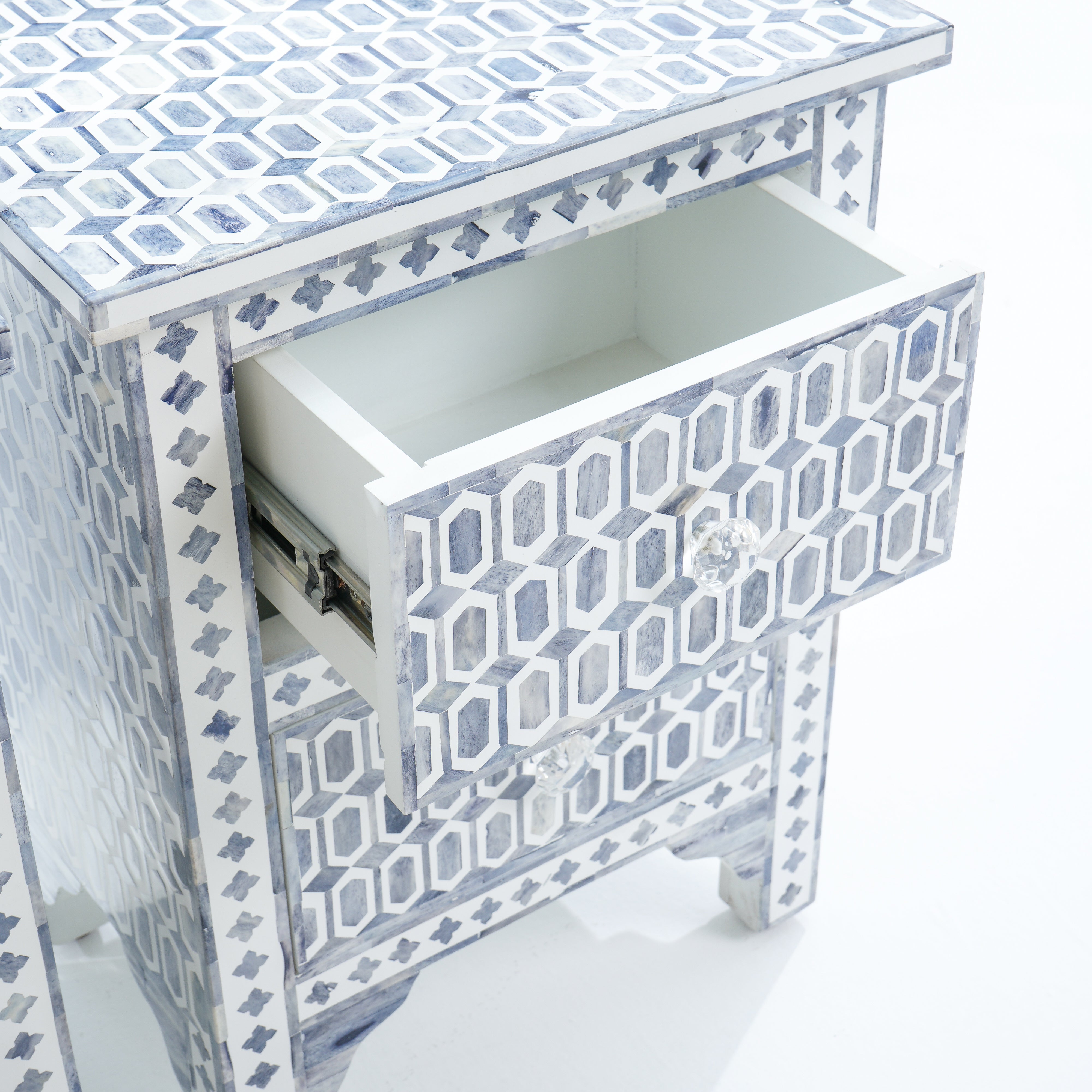 Inlay Light Grey Bedside Table
