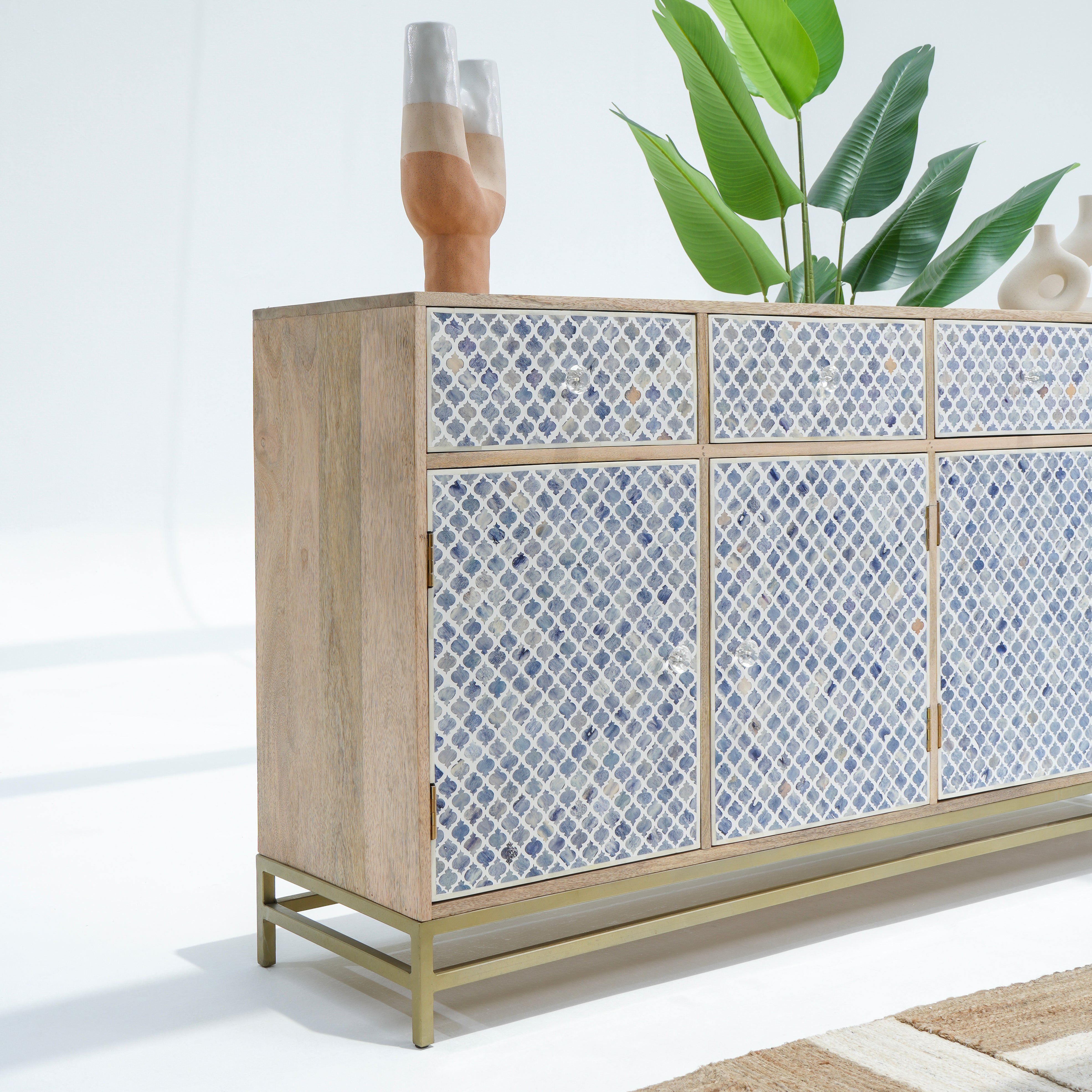 INLAY FOUR DRAWER- DOOR SIDE BOARD