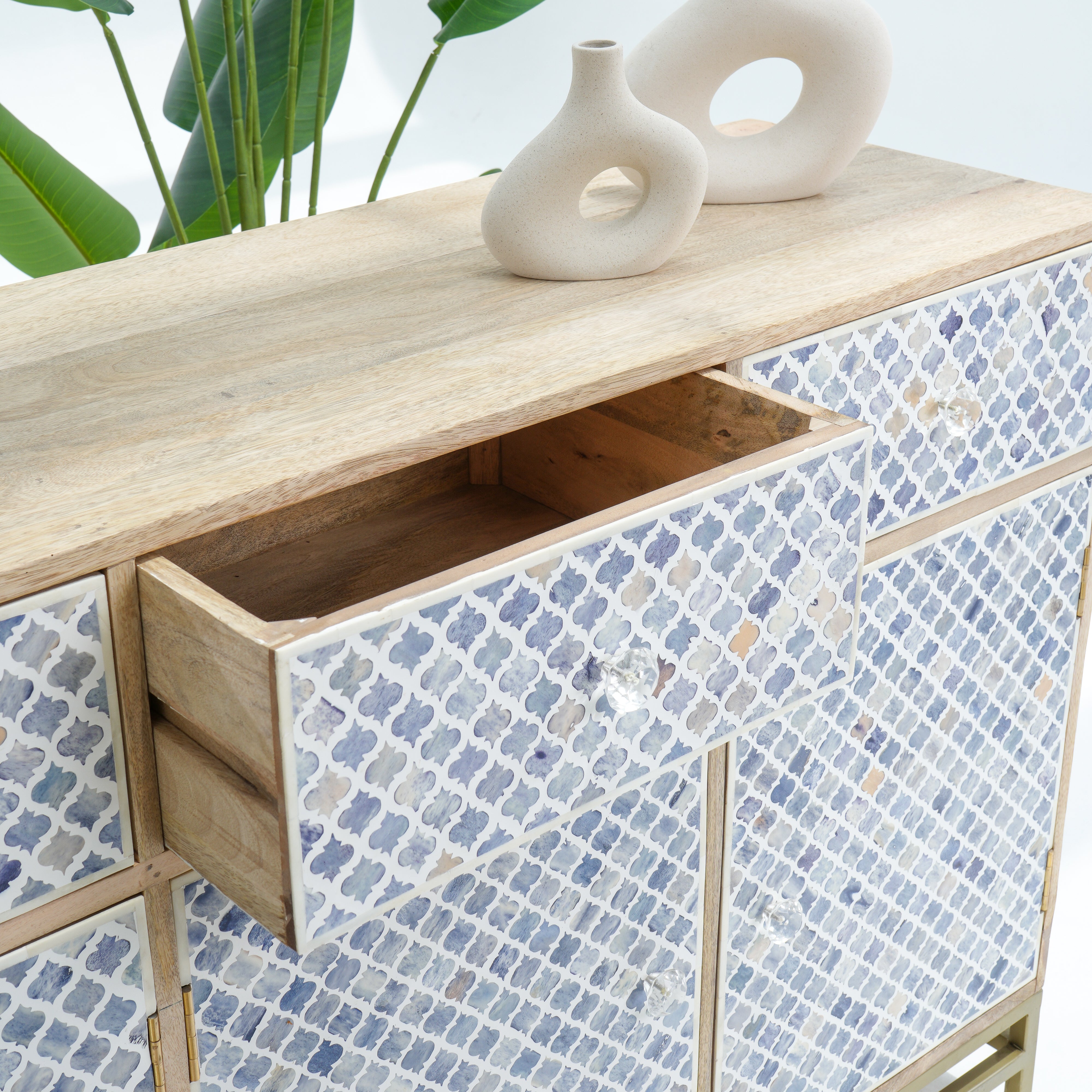 INLAY FOUR DRAWER- DOOR SIDE BOARD