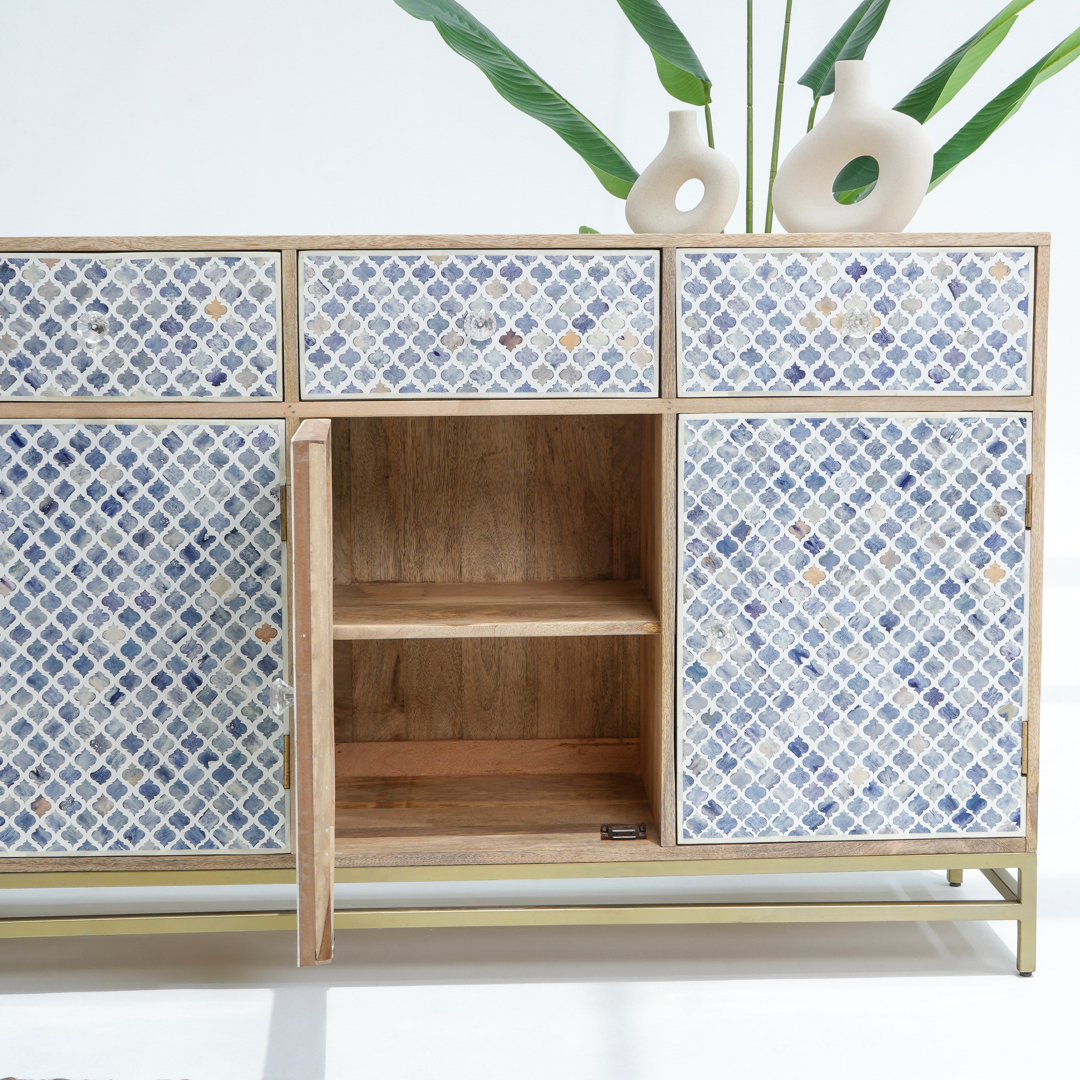 INLAY FOUR DRAWER- DOOR SIDE BOARD