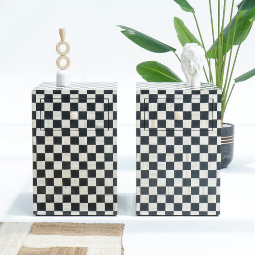 Inlay Black Bedside Table
