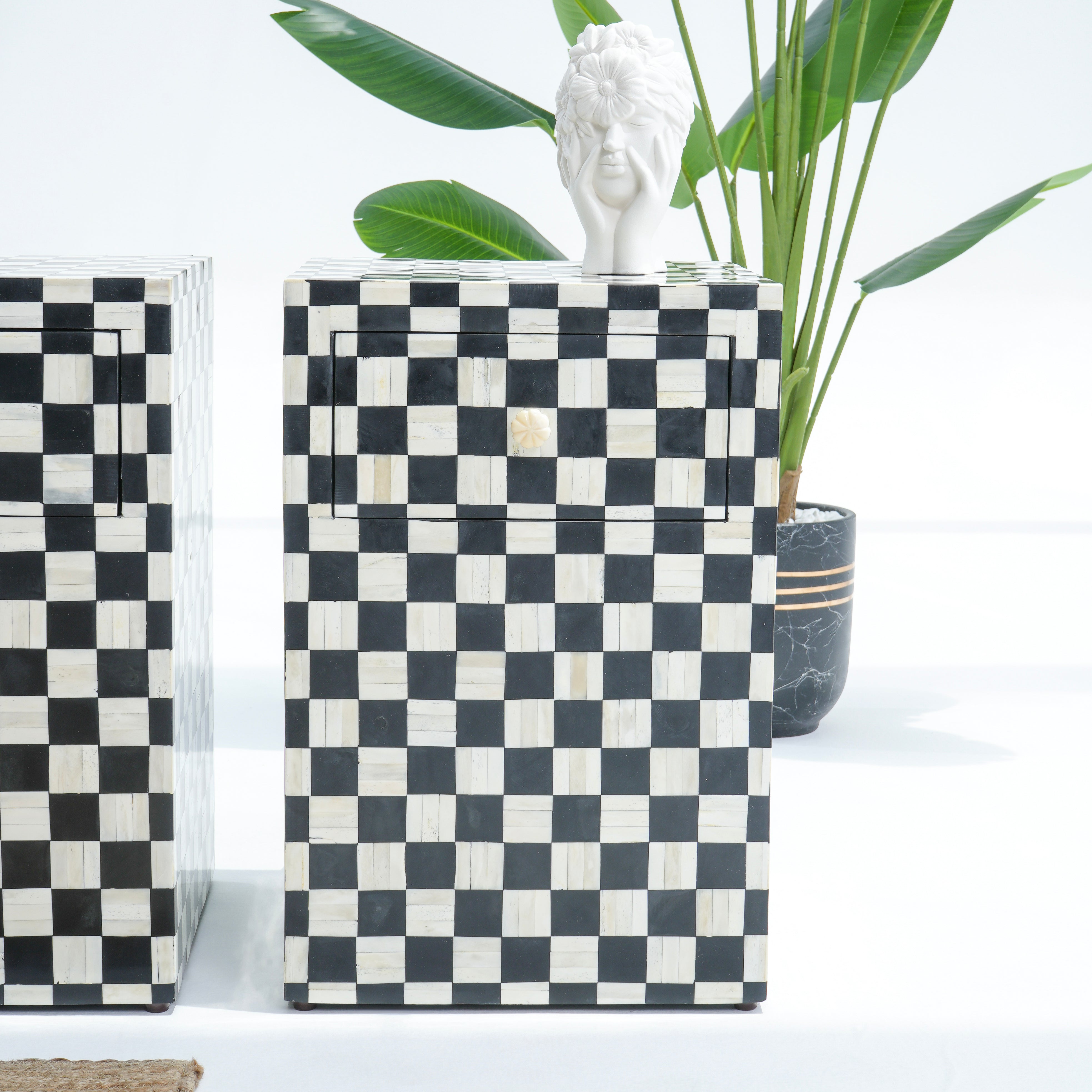 Inlay Black Bedside Table