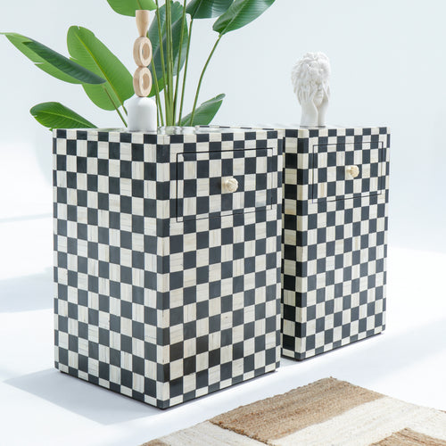 Inlay Black Bedside Table