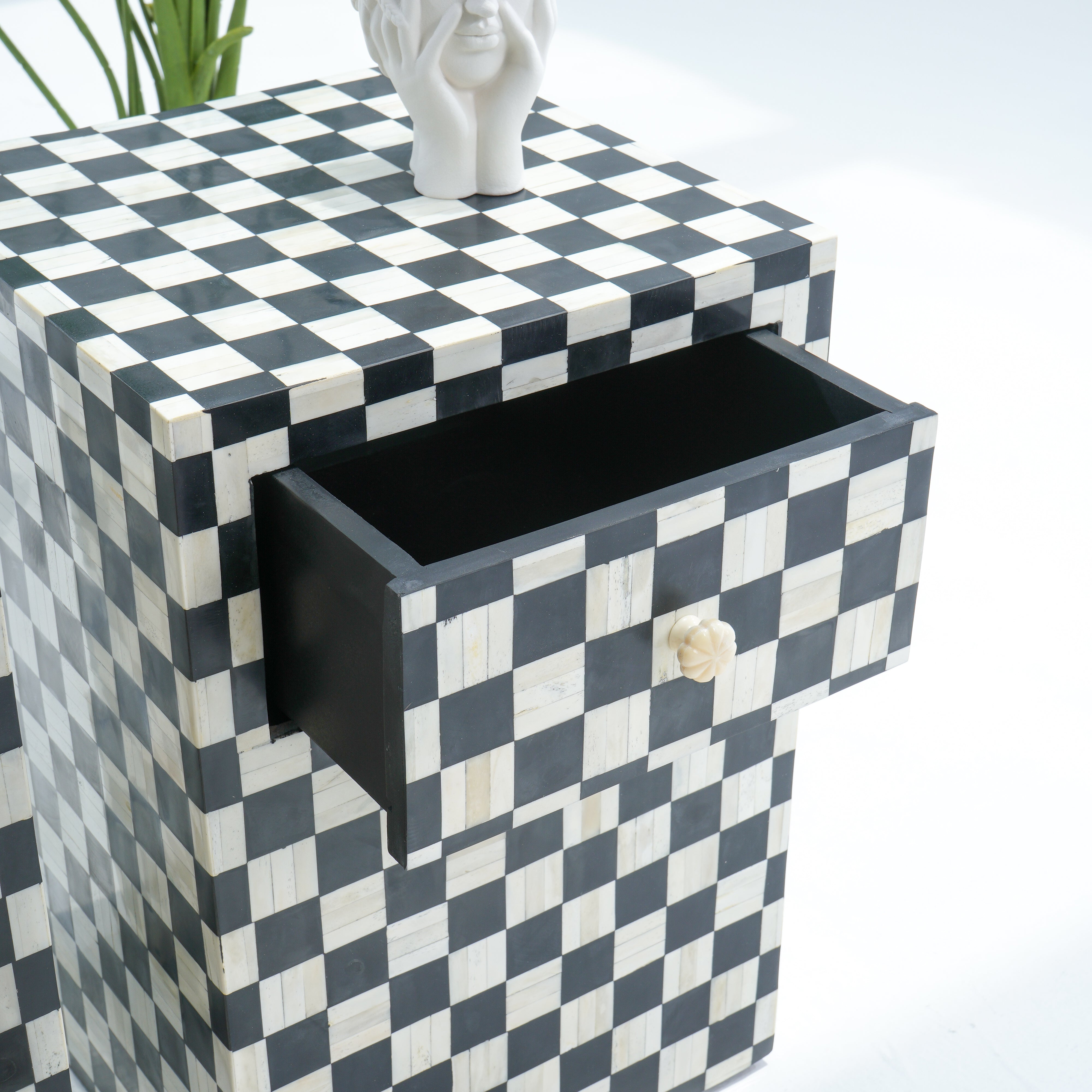 Inlay Black Bedside Table